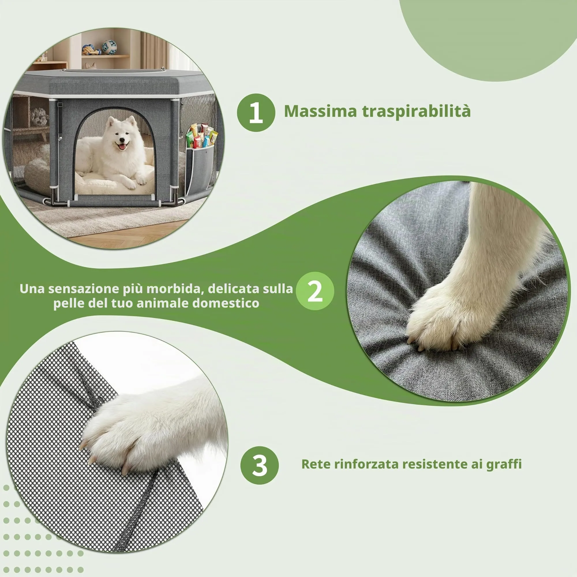 Cofanetto esagonale per cuccioli extra alti, box razze grandi e piccole, accessorio per cuccioli, indispensabile per cani, 122 x 65 cm - immagine 3