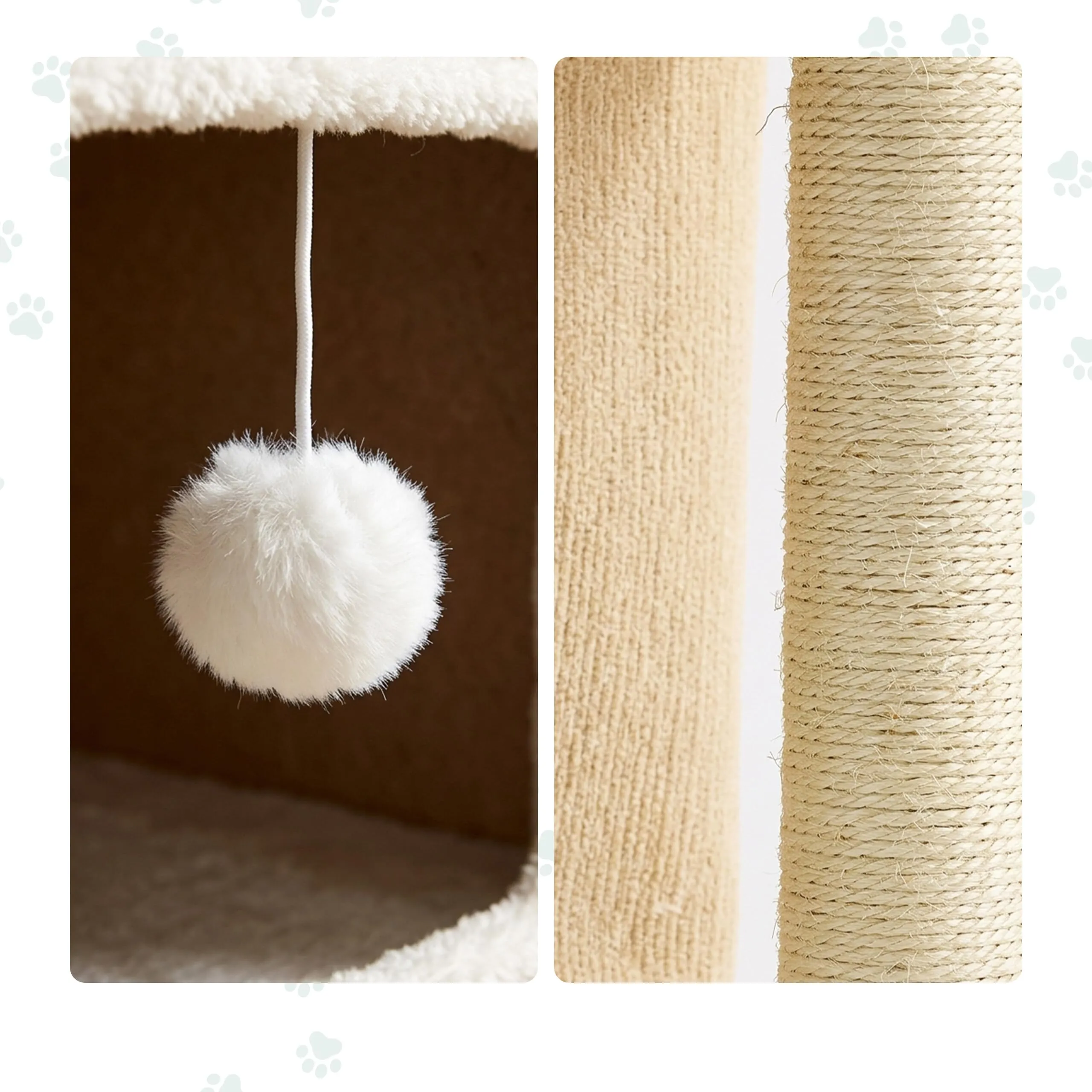 Relaxdays Casetta per gatti 2 piani, tessuto beige - immagine 8
