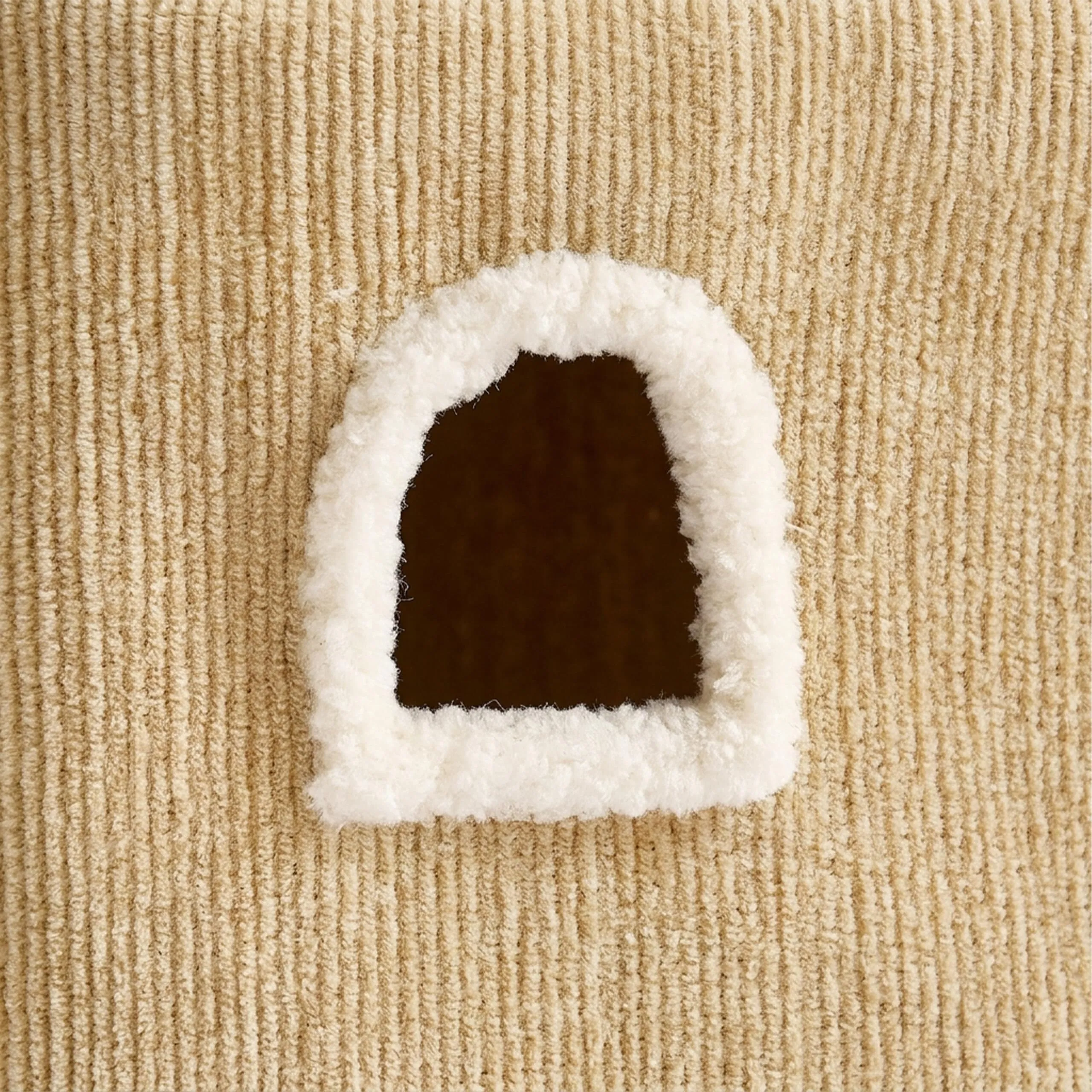 Relaxdays Casetta per gatti 2 piani, tessuto beige - immagine 9