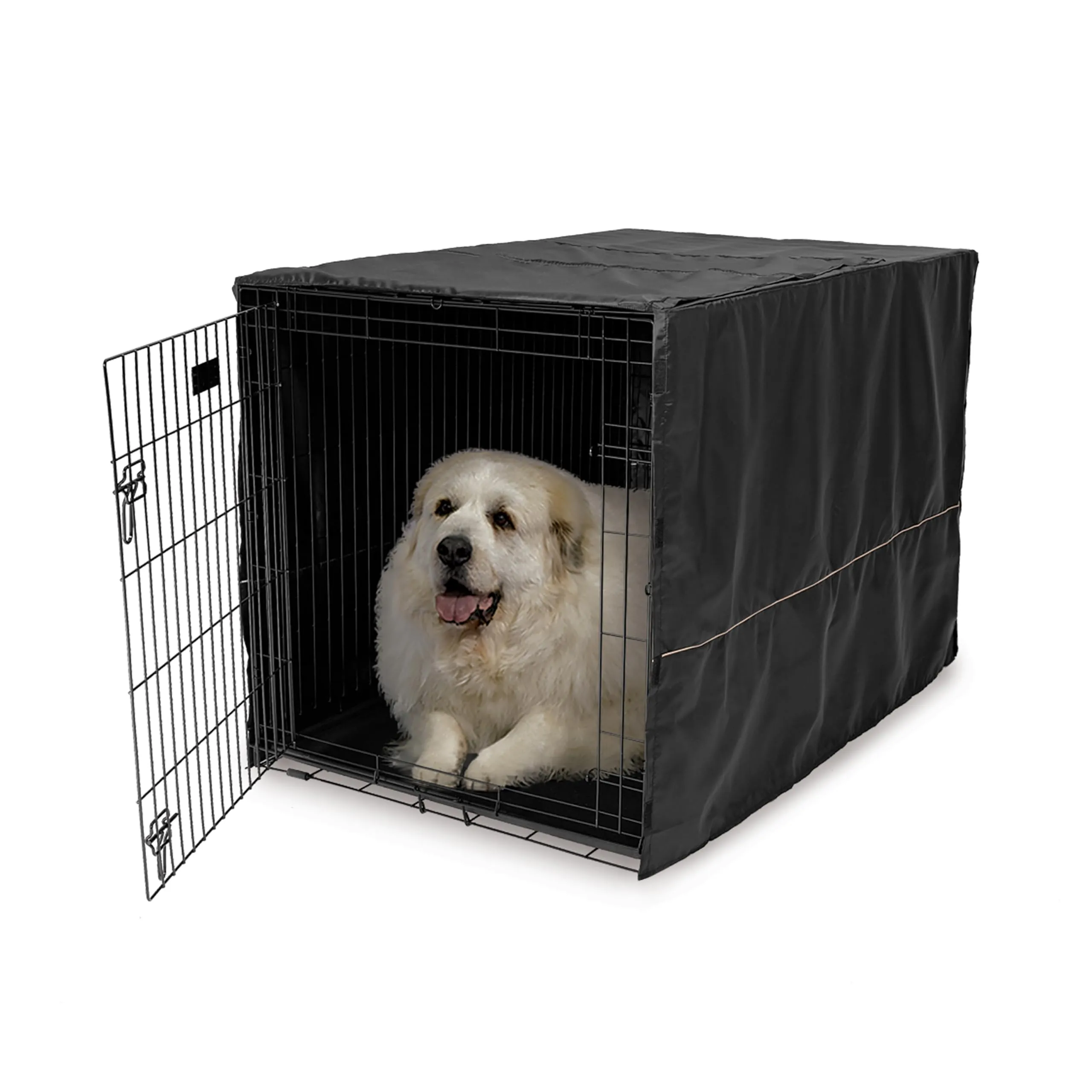 MidWest Homes for Pets Copertura per gabbia per cani XL, in poliestere nero, adatta alla maggior parte delle casse da 122 cm, lavabile in lavatrice, riduce l'abbaiare e la masticazione - immagine 1