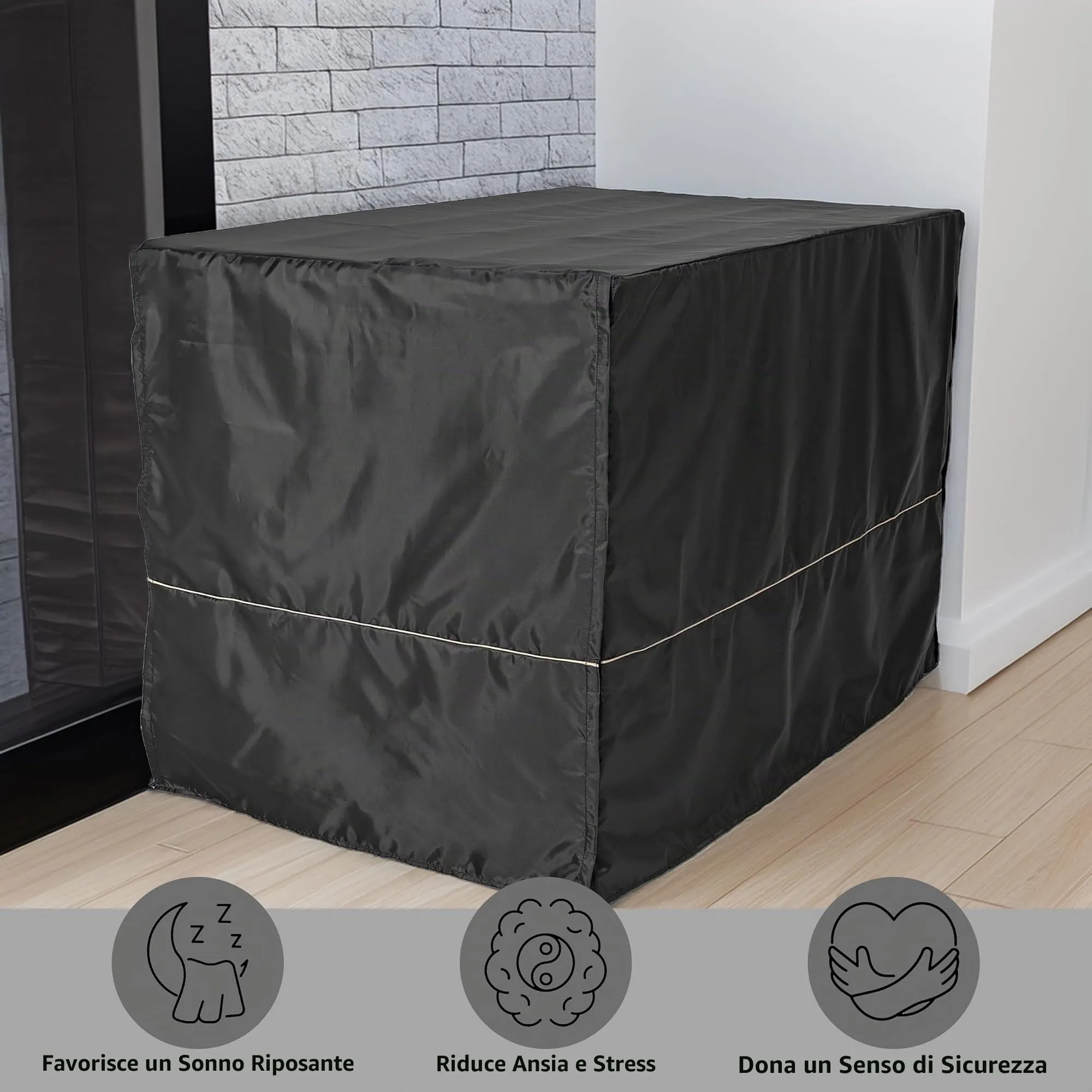 MidWest Homes for Pets Copertura per gabbia per cani XL, in poliestere nero, adatta alla maggior parte delle casse da 122 cm, lavabile in lavatrice, riduce l'abbaiare e la masticazione - immagine 3