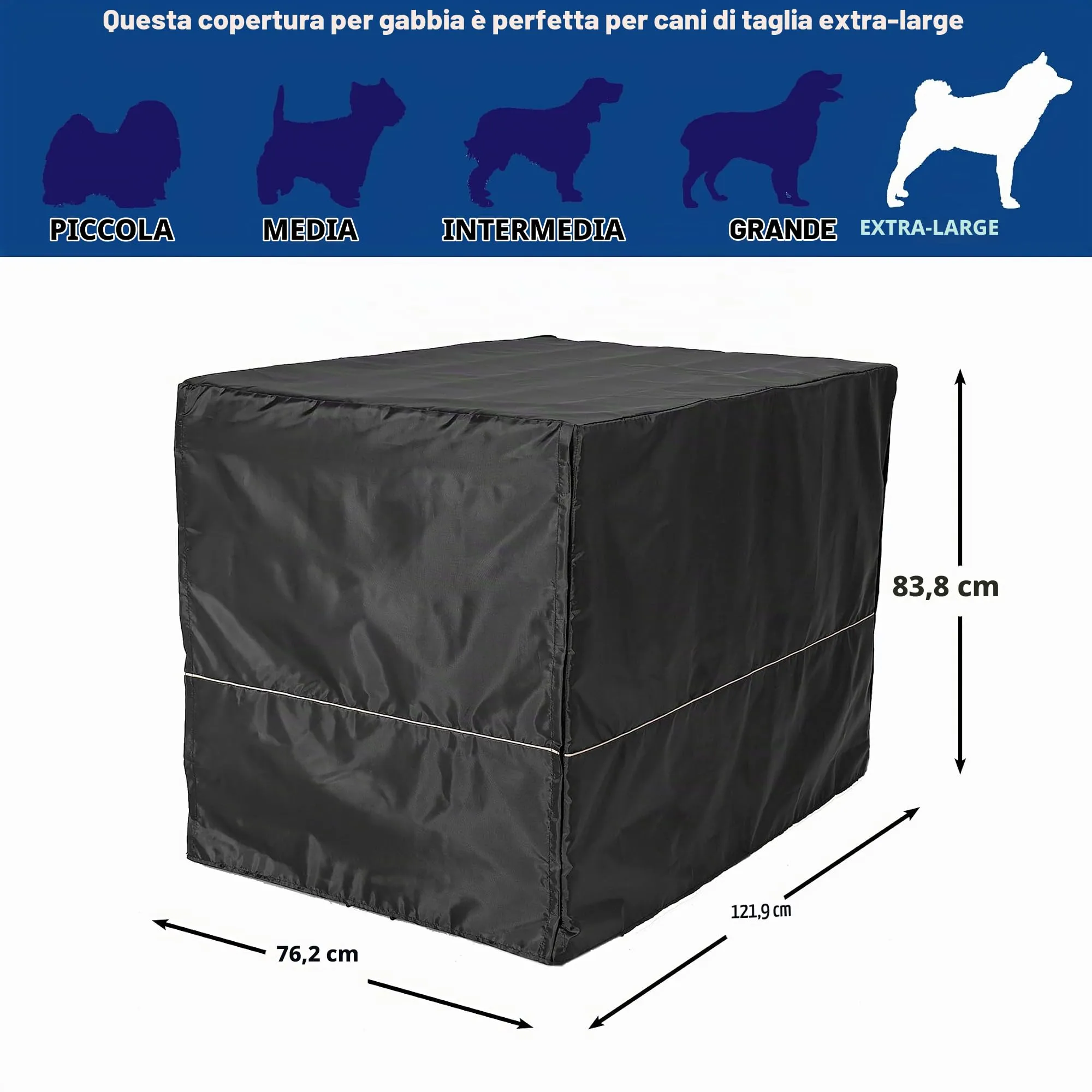 MidWest Homes for Pets Copertura per gabbia per cani XL, in poliestere nero, adatta alla maggior parte delle casse da 122 cm, lavabile in lavatrice, riduce l'abbaiare e la masticazione - immagine 6