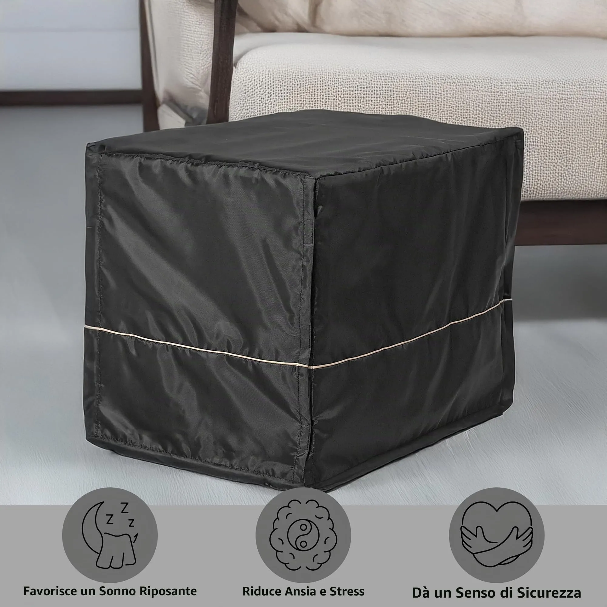 MidWest Homes for Pets Copertura per gabbia per cani piccoli, in poliestere nero, adatta alla maggior parte delle casse da 61 cm, lavabile in lavatrice, riduce l'abbaiare e la masticazione - immagine 3