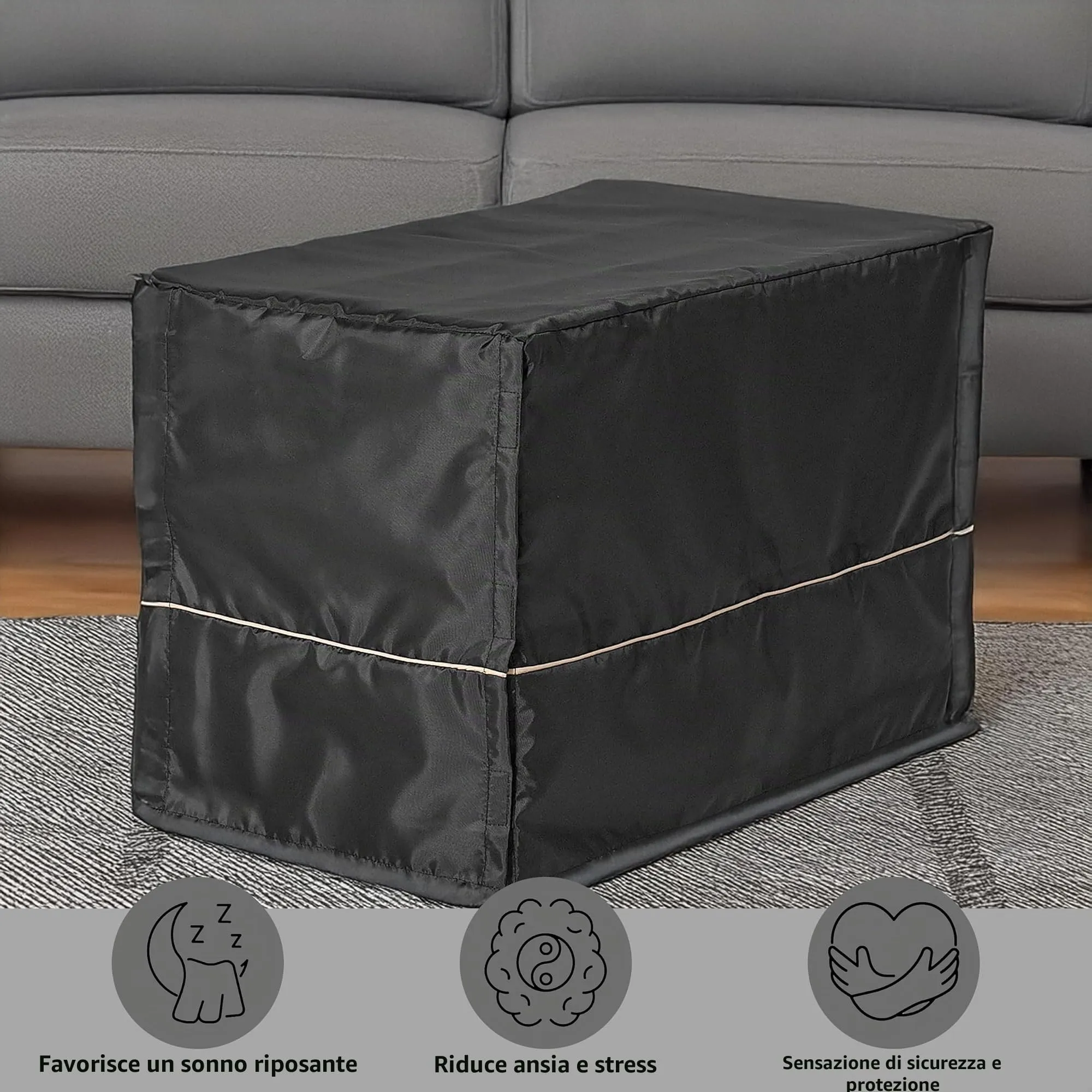 MidWest Homes for Pets Copertura per gabbia per cani XS, in poliestere nero, adatta alla maggior parte delle casse da 59 cm, lavabile in lavatrice, riduce l'abbaiare e la masticazione - immagine 2