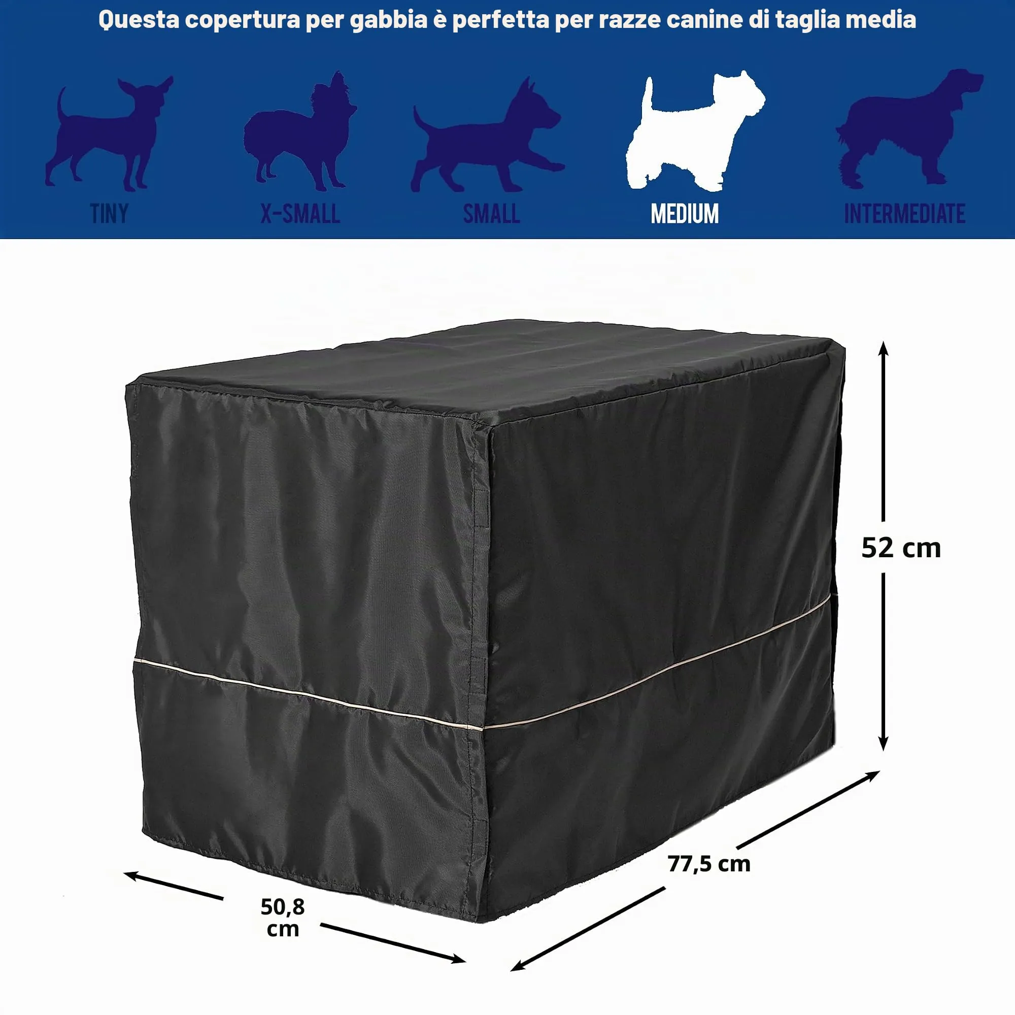 MidWest Homes for Pets Copertura per gabbia per cani medi, in poliestere nero, adatta alla maggior parte delle casse da 76 cm, lavabile in lavatrice, riduce l'abbaiare e la masticazione - immagine 6