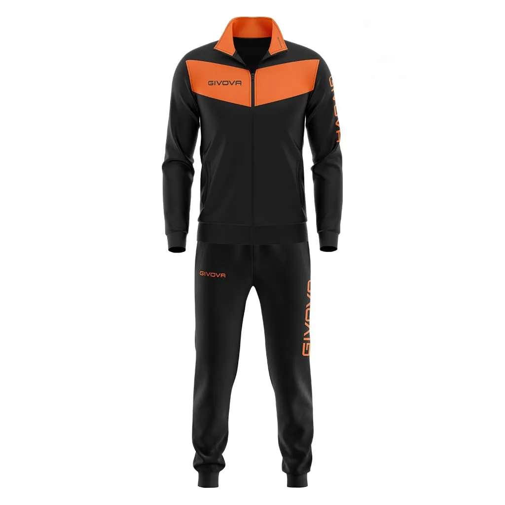 Givova Visa - Tuta Sportiva Uomo, Multicolore (Nero/Arancione Fluo), 3XL - immagine 1