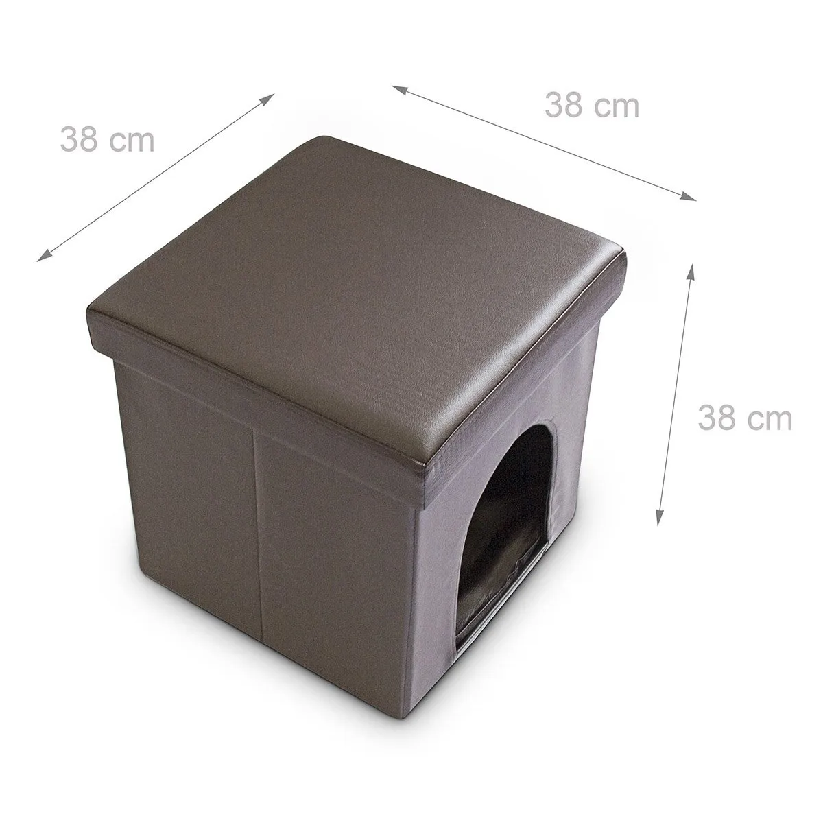 Relaxdays Cuccia Puff Pieghevole per Cane/Gatto, Finta Pelle, 38 X 38 X 38 cm, Nero - immagine 7
