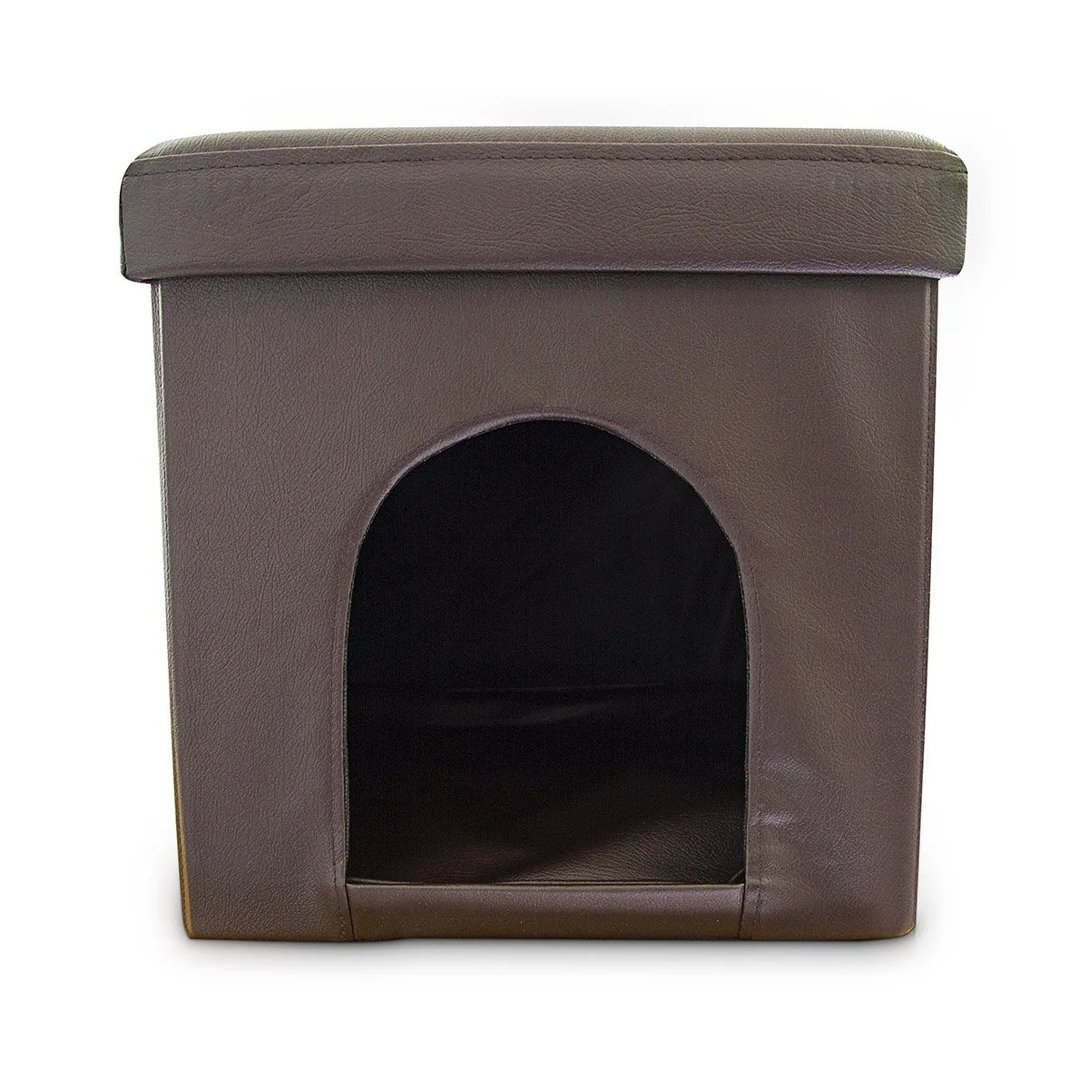 Relaxdays Cuccia Puff Pieghevole per Cane/Gatto, Finta Pelle, 38 X 38 X 38 cm, Nero - immagine 8