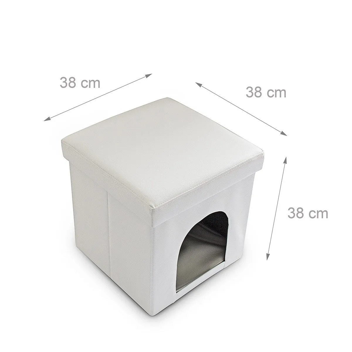 Relaxdays Cuccia Puff Pieghevole per Cane/Gatto, Finta Pelle, 38 X 38 X 38 cm, Bianco - immagine 7