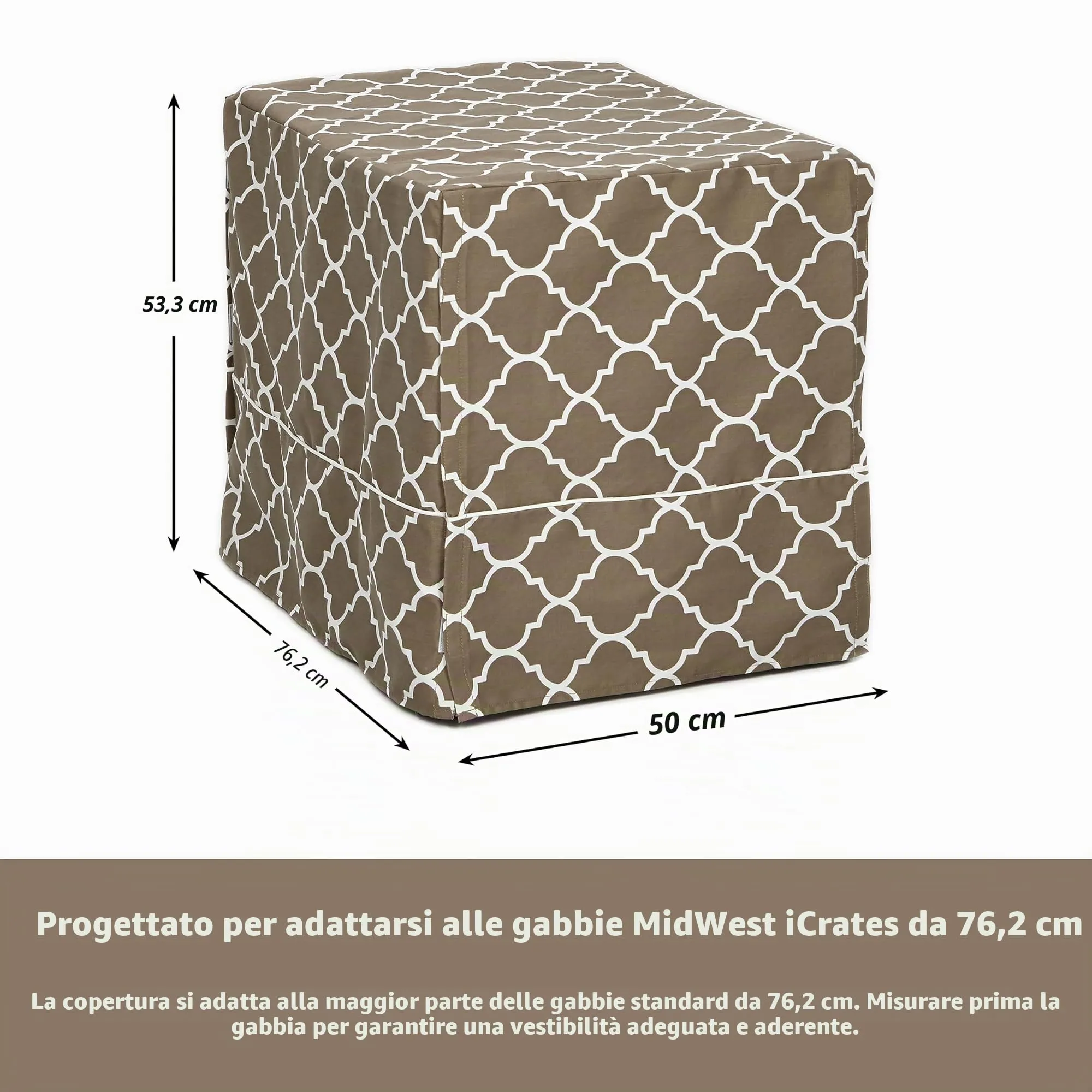 MidWest Homes for Pets Copertura per gabbie per cani medi, con protezione in Teflon, in policotone, adatta alla maggior parte delle gabbie da 76 cm, stampa marrone, lavabile, riduce l'abbaiare - immagine 6