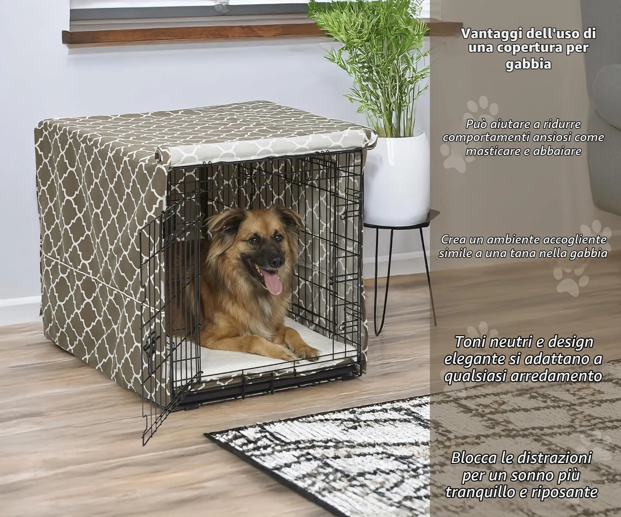 MidWest Homes for Pets Copertura per gabbie per cani, con protezione in Teflon, in policotone, adatta alla maggior parte delle gabbie da 91 cm, stampa marrone, lavabile, riduce l'abbaiare - immagine 2