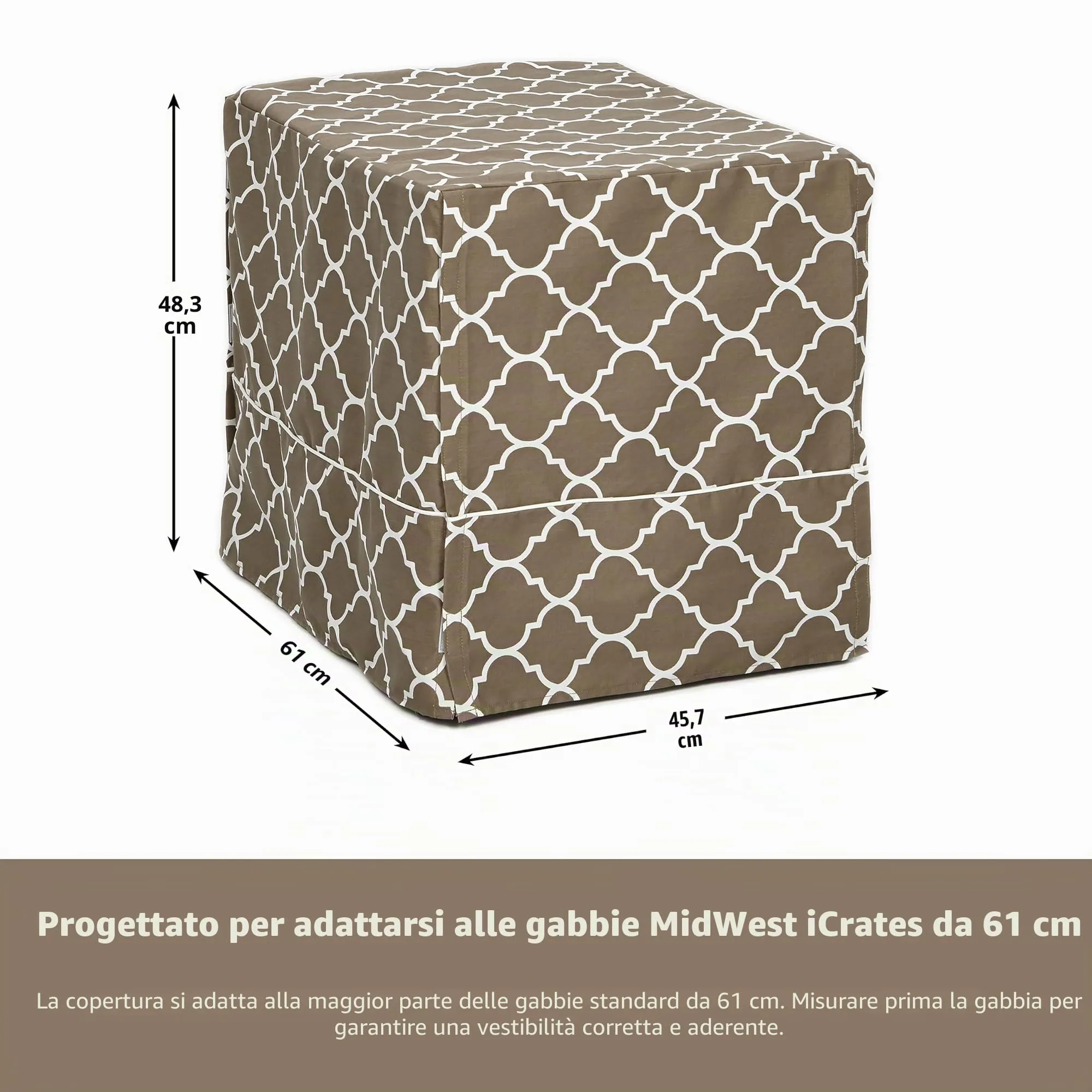 MidWest Homes for Pets Copertura per gabbia per cani piccoli, con protezione in teflon, in policotone, adatta alla maggior parte delle gabbie da 61 cm, stampa marrone, lavabile, riduce l'abbaiare - immagine 6
