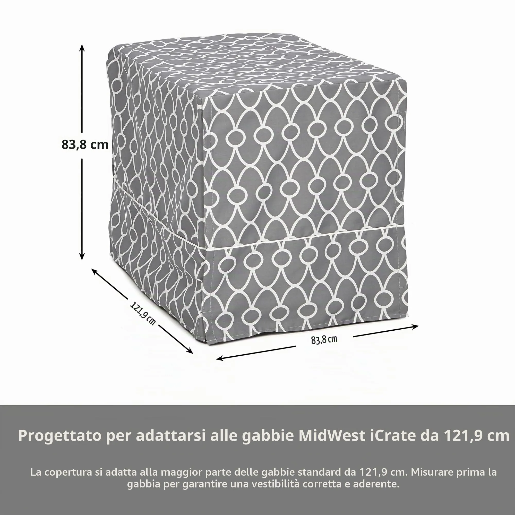 MidWest Homes for Pets Copertura per gabbie per cani XL, con protezione in Teflon, in policotone, adatta alla maggior parte delle gabbie da 122 cm, stampa grigia, lavabile, riduce l'abbaiare - immagine 6