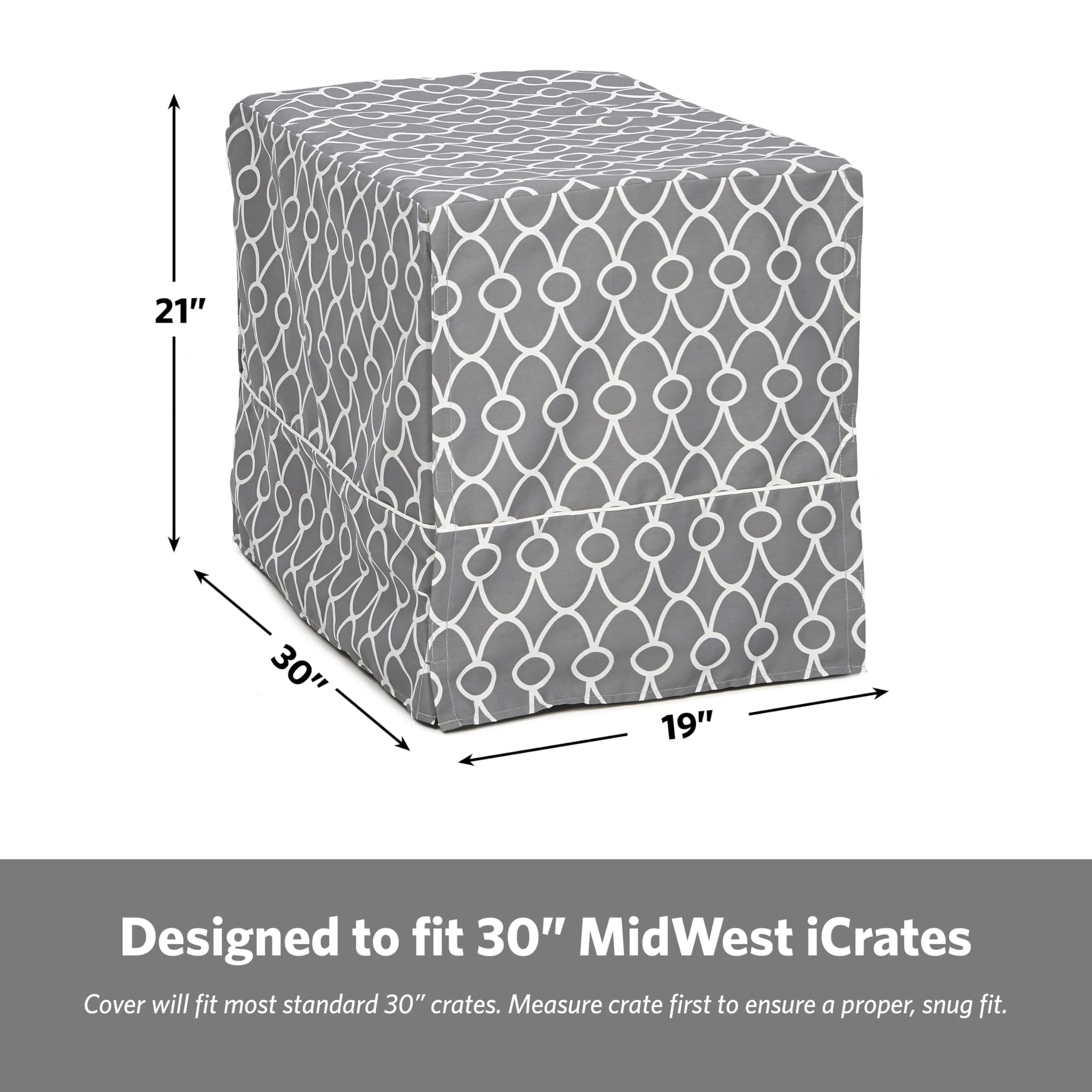 MidWest Homes for Pets Copertura per gabbie per cani medi, con protezione in Teflon, in policotone, adatta alla maggior parte delle gabbie da 76 cm, stampa grigia, lavabile, riduce l'abbaiare - immagine 6