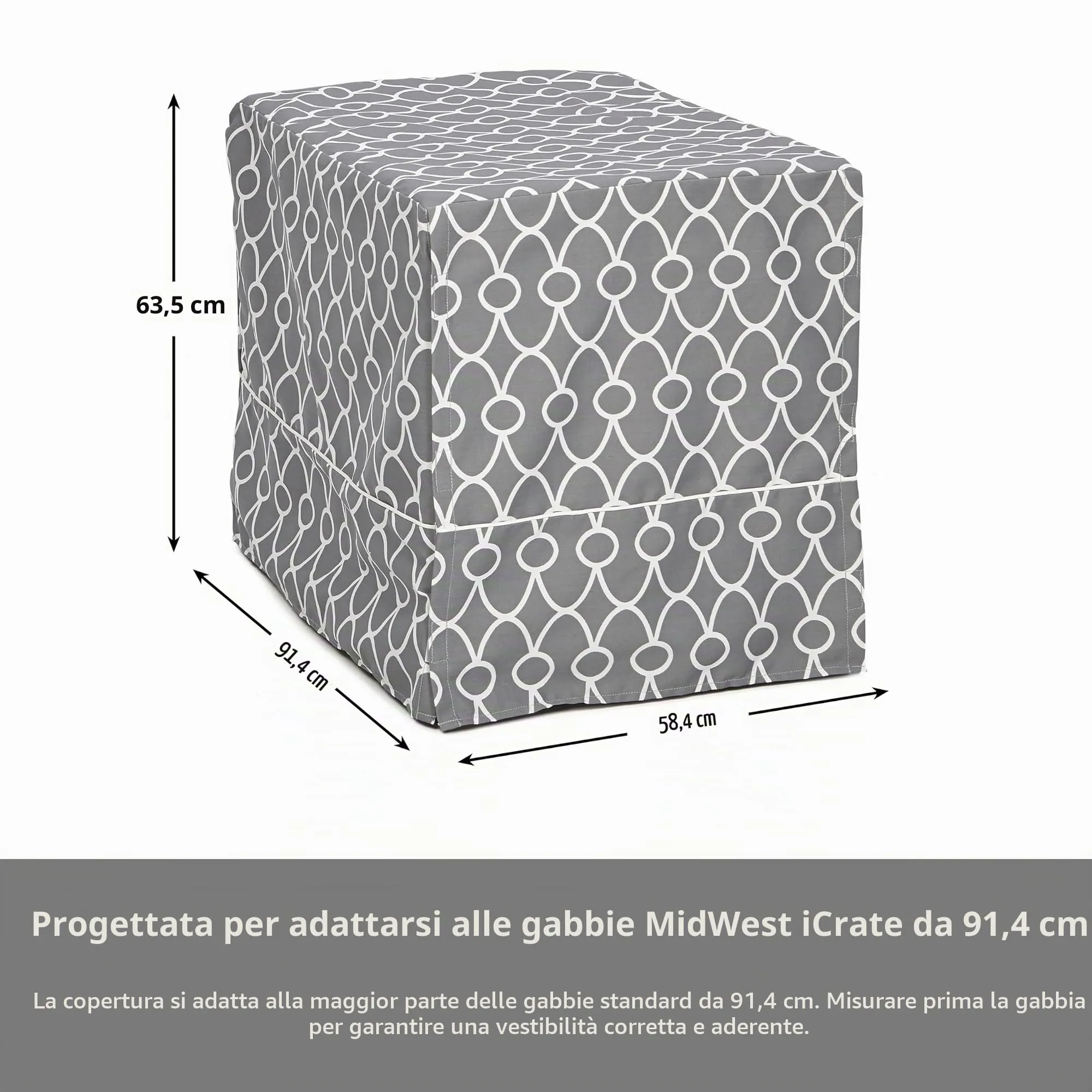MidWest Homes for Pets Copertura per gabbie per cani, con protezione in Teflon, in policotone, adatta alla maggior parte delle gabbie da 91 cm, stampa grigia, lavabile, riduce l'abbaiare - immagine 6