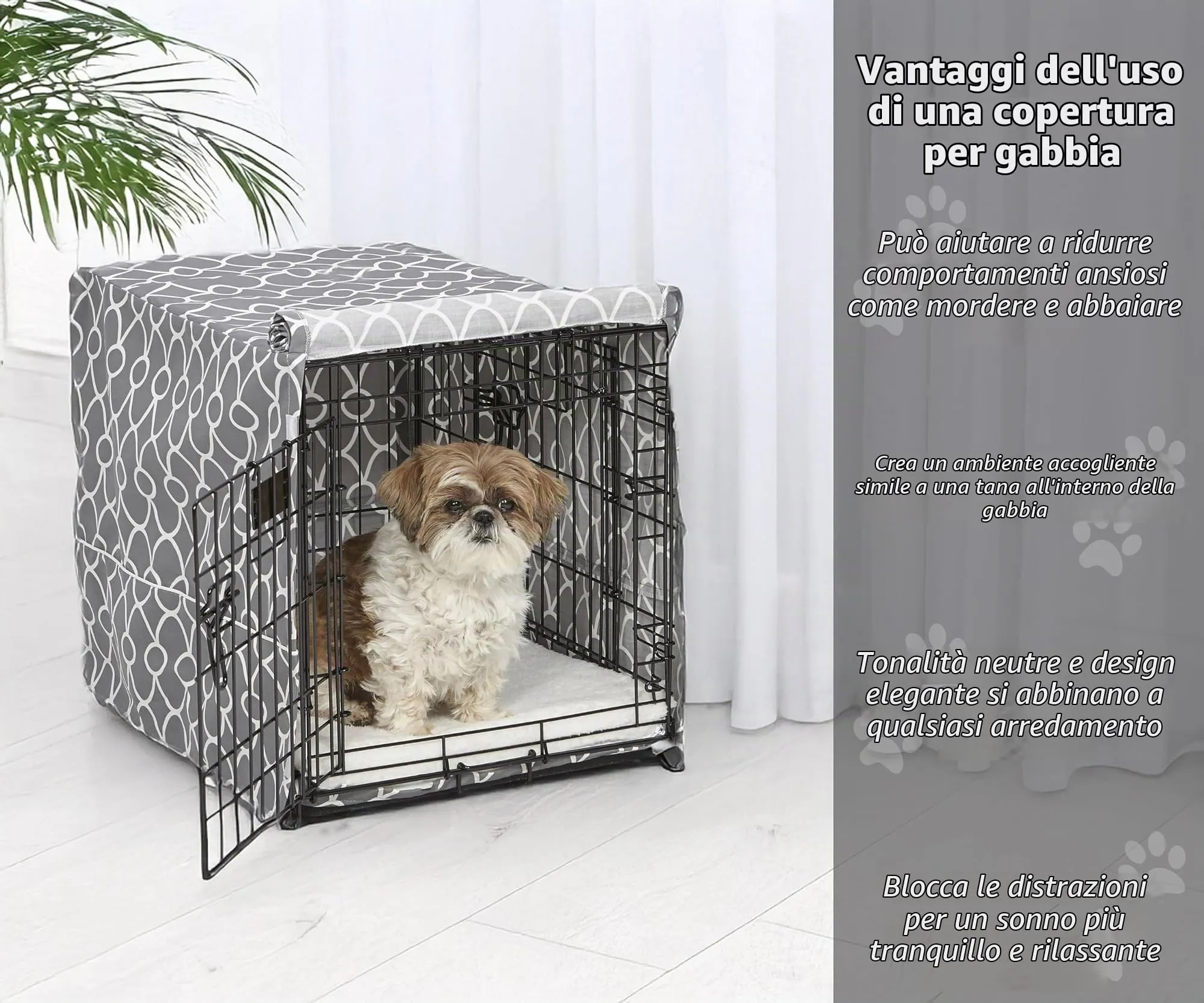MidWest Homes for Pets Copertura per gabbia per cani piccoli, con protezione in teflon, in policotone, adatta alla maggior parte delle gabbie da 61 cm, stampa grigia, lavabile, riduce l'abbaiare - immagine 2