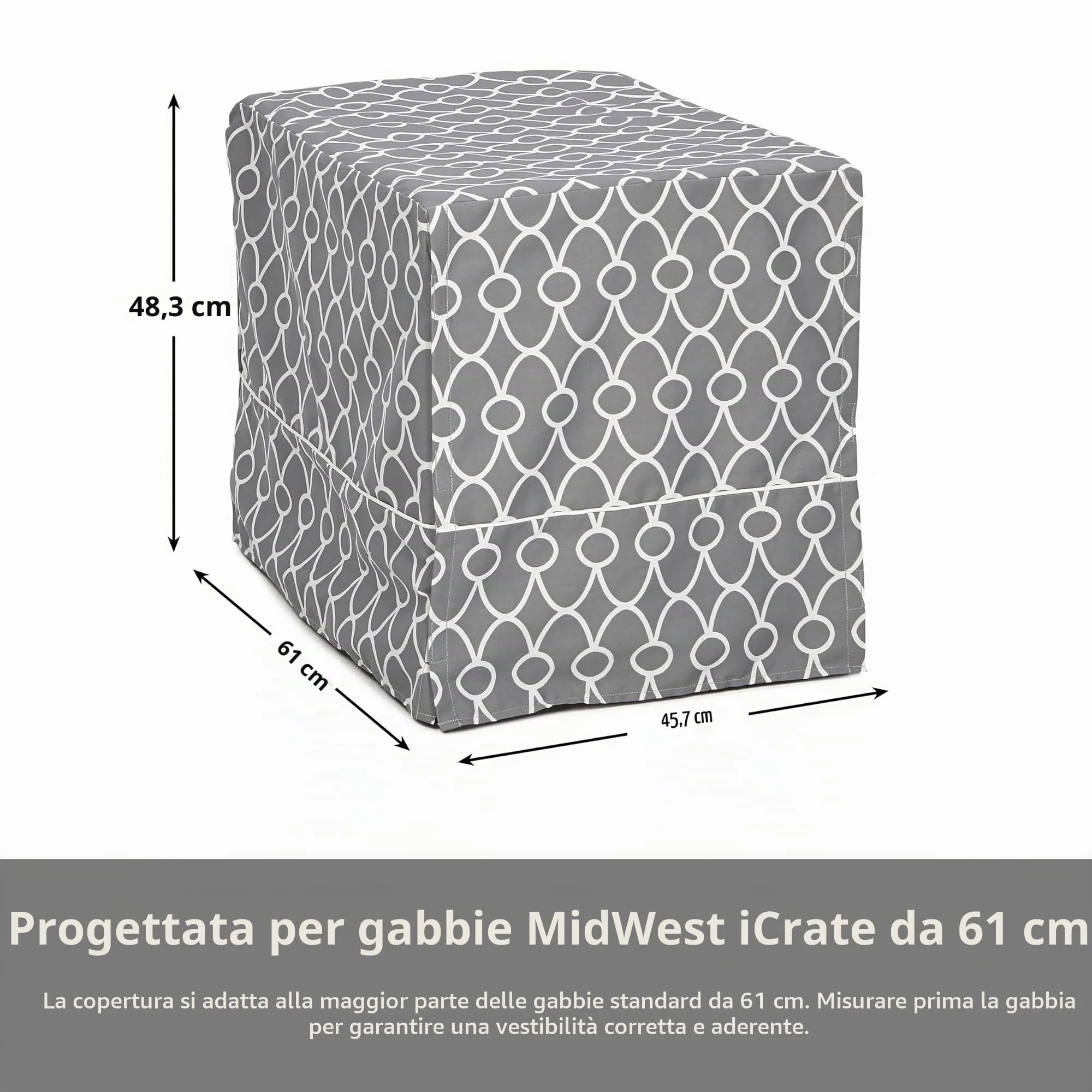 MidWest Homes for Pets Copertura per gabbia per cani piccoli, con protezione in teflon, in policotone, adatta alla maggior parte delle gabbie da 61 cm, stampa grigia, lavabile, riduce l'abbaiare - immagine 6
