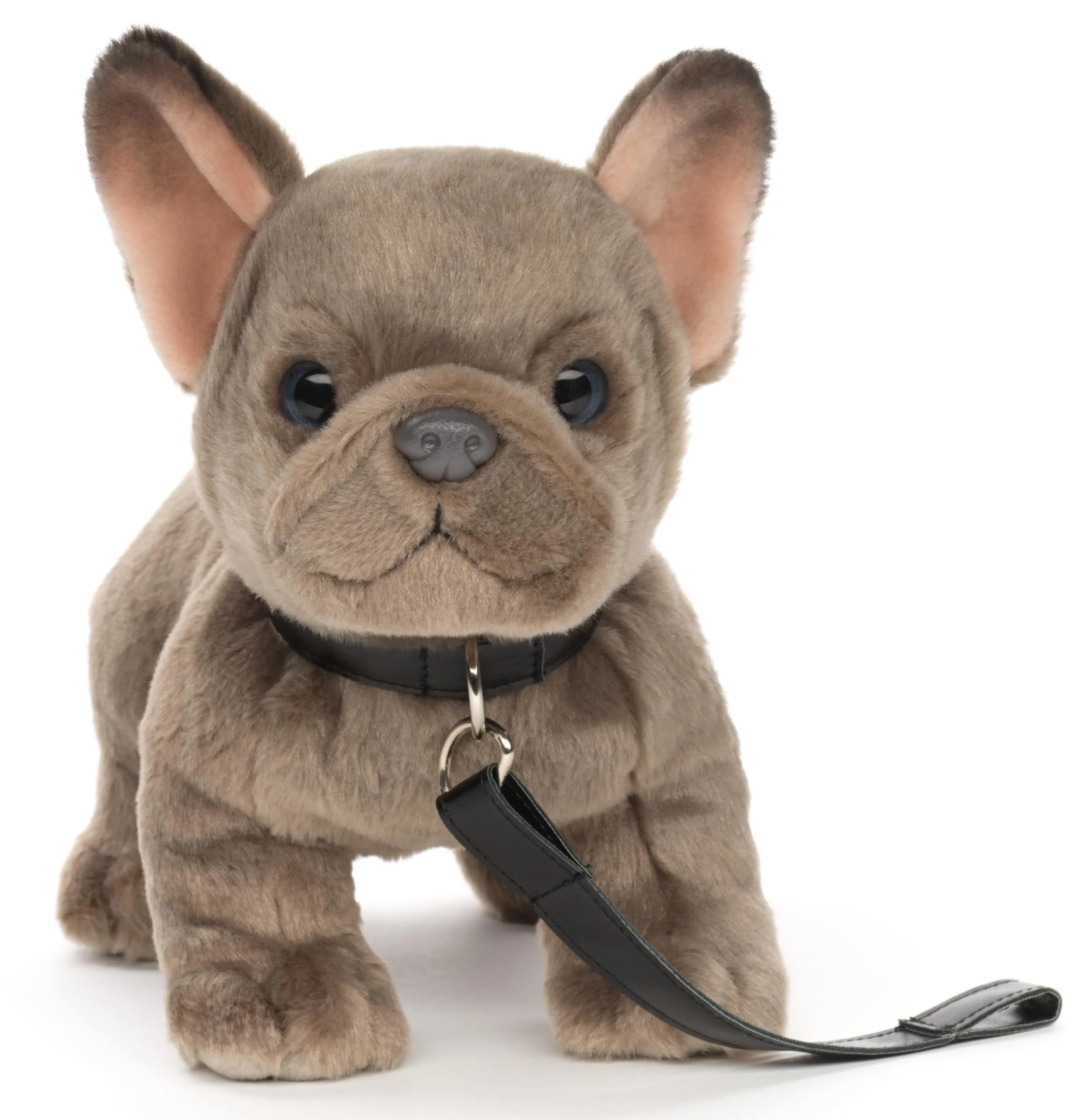 Uni-Toys - Bulldog francese con guinzaglio – 26 cm (lunghezza) – Cane, animali domestici – peluche peluche – grigio HT-30145 - immagine 1
