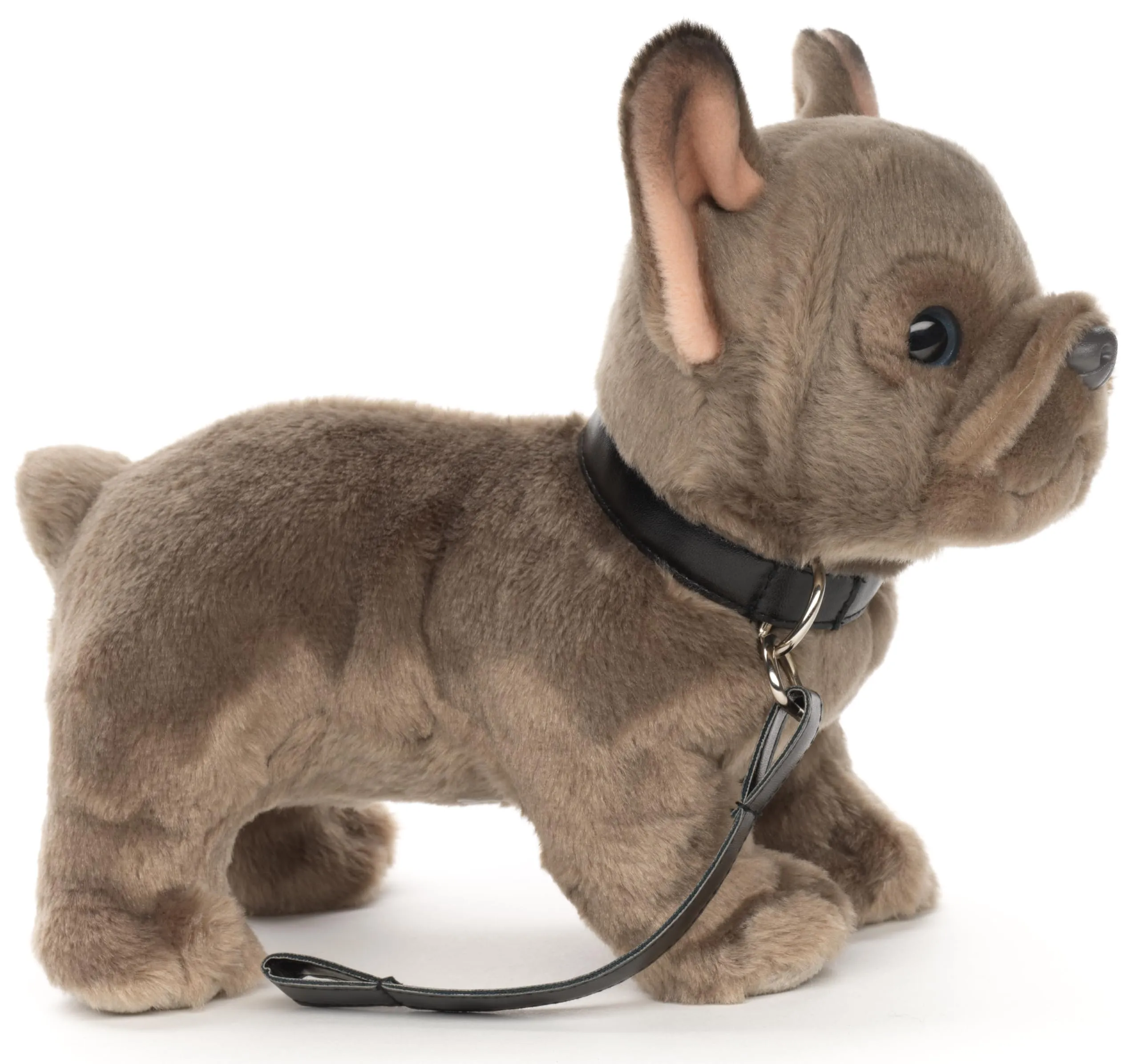Uni-Toys - Bulldog francese con guinzaglio – 26 cm (lunghezza) – Cane, animali domestici – peluche peluche – grigio HT-30145 - immagine 3
