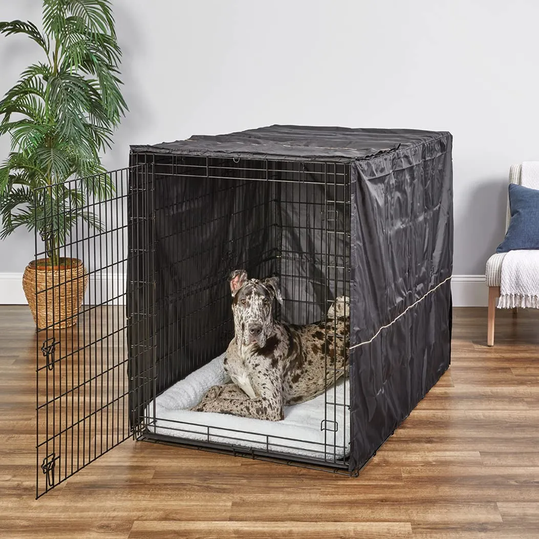 MidWest Homes for Pets Copertura per gabbia per cani XXL, in poliestere nero, adatta alla maggior parte delle casse giganti da 137 cm, lavabile in lavatrice, riduce l'abbaiare e la masticazione - immagine 2