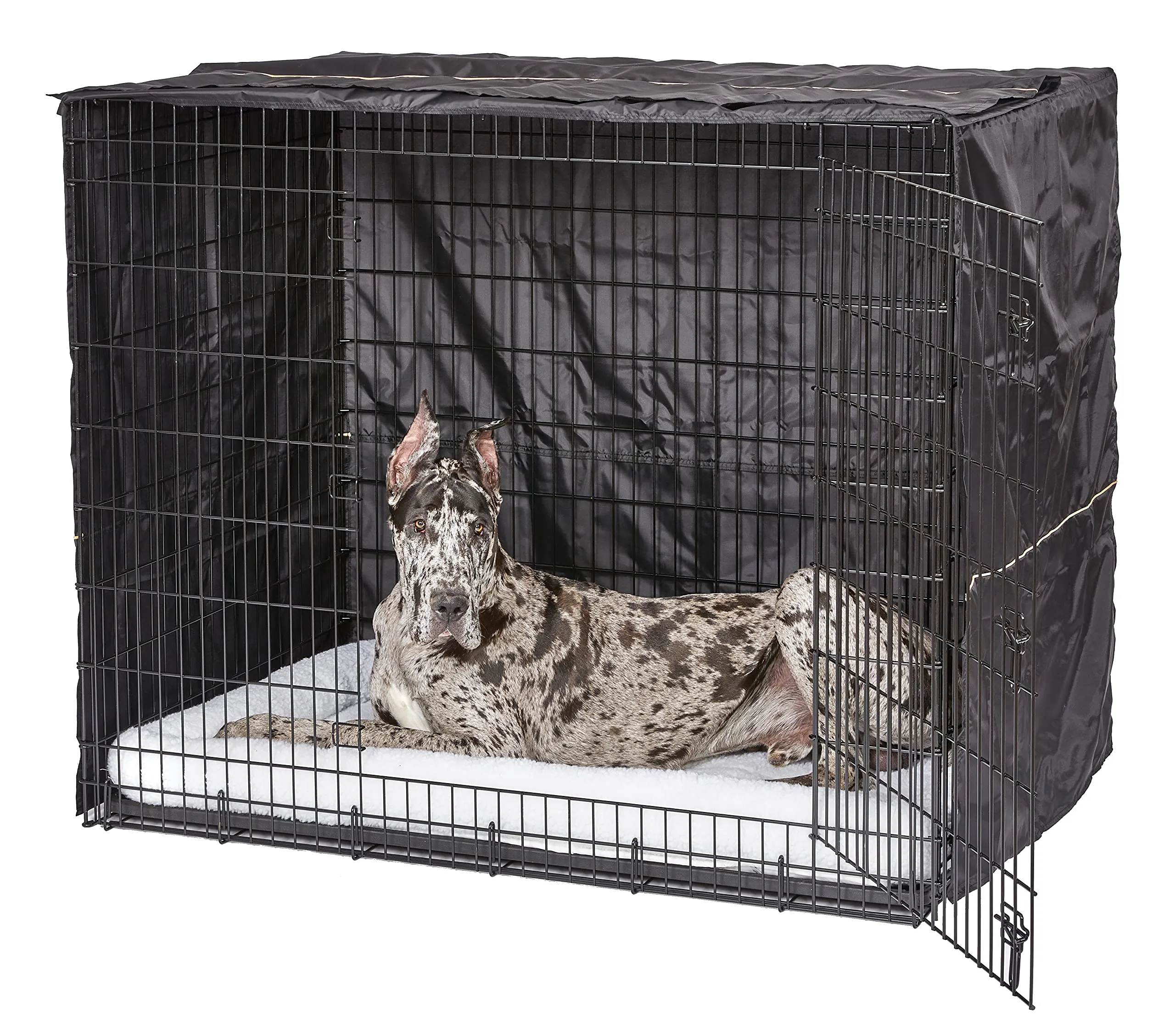 MidWest Homes for Pets Copertura per gabbia per cani XXL, in poliestere nero, adatta alla maggior parte delle casse giganti da 137 cm, lavabile in lavatrice, riduce l'abbaiare e la masticazione - immagine 5