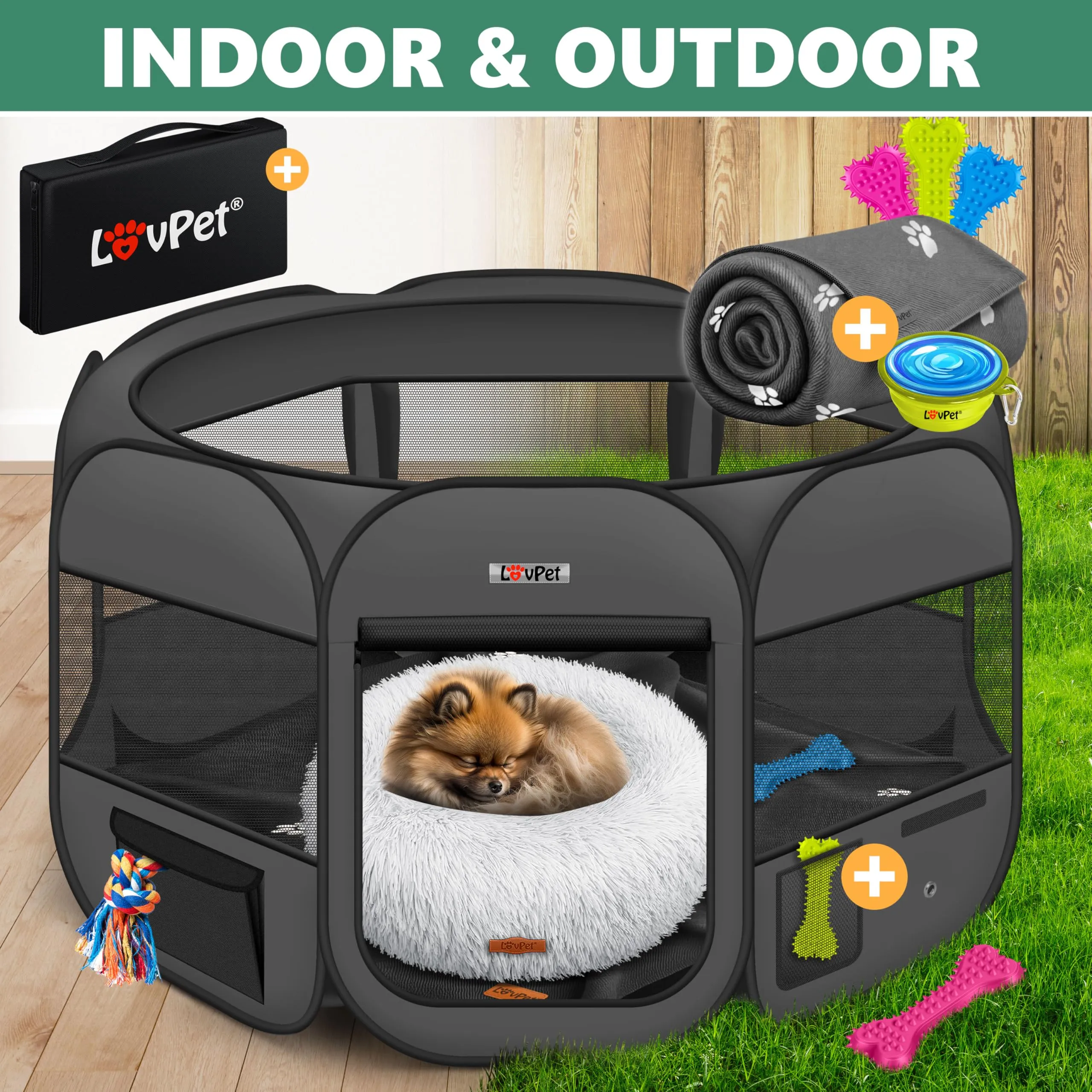 Lovpet® Recinto per Cuccioli - recinto per Animali Pieghevole per Piccoli Animali, Gatti, incl. Ciotola - Box - Recinzione - Tessuto Oxford - Sistema Pop-up - immagine 8