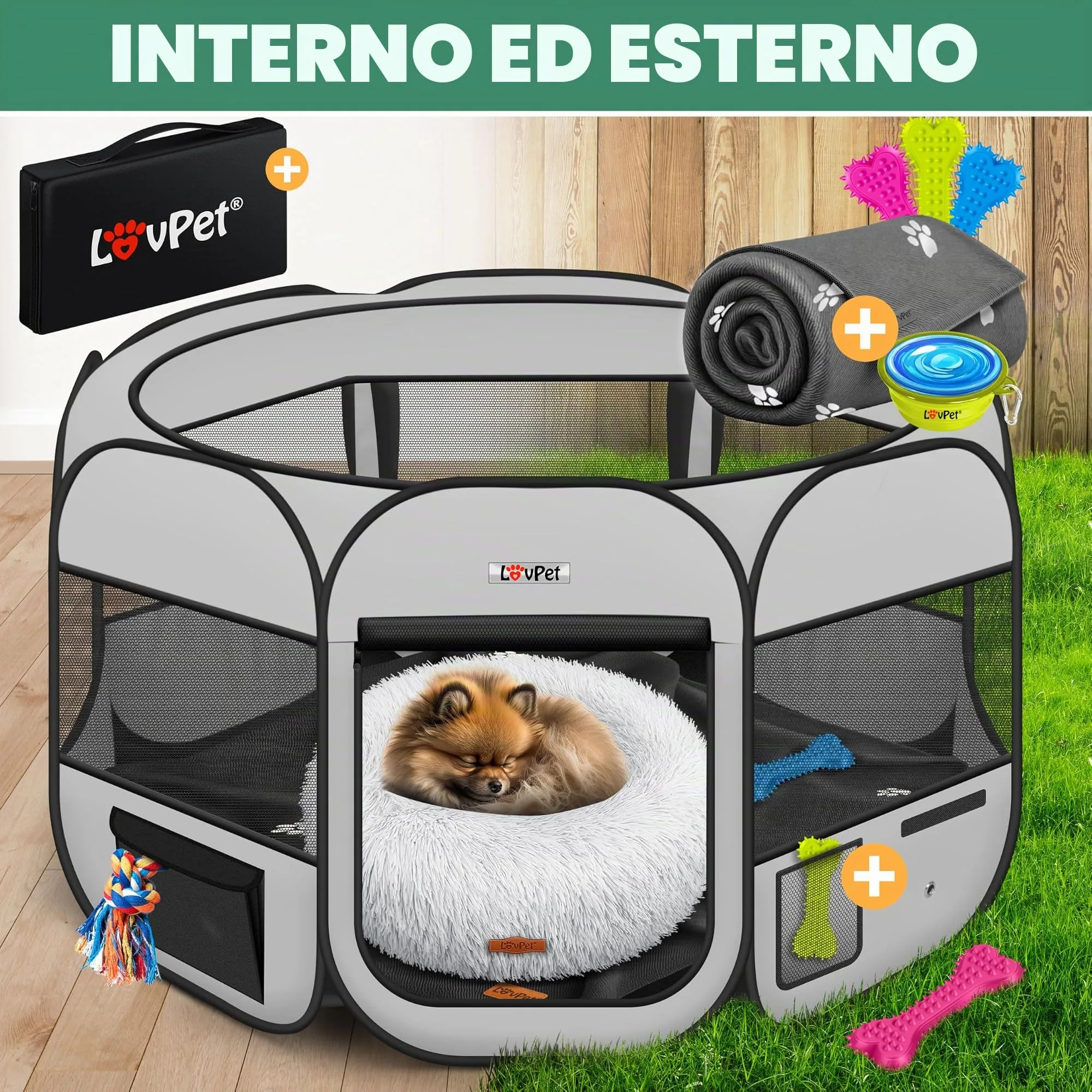 Lovpet® Recinto per Cuccioli - recinto per Animali Pieghevole per Piccoli Animali, Cani, Gatti, incl. Ciotola per Cani - Box per Cani - Recinzione - Tessuto Oxford - Sistema Pop-up - immagine 8