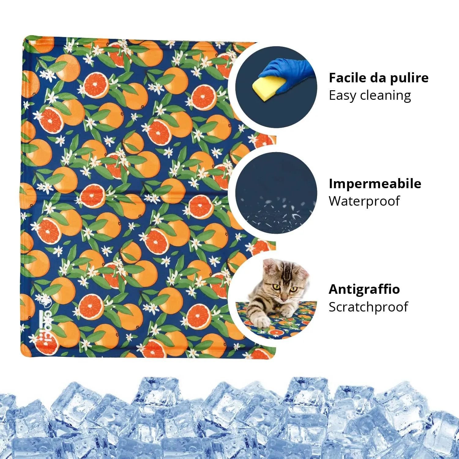Croci Sicily Blue Citrus - Tappetino refrigerante per Cani, Tappetino per Raffreddamento in Gel, Coperta Auto-raffreddante - 90X50CM - immagine 4