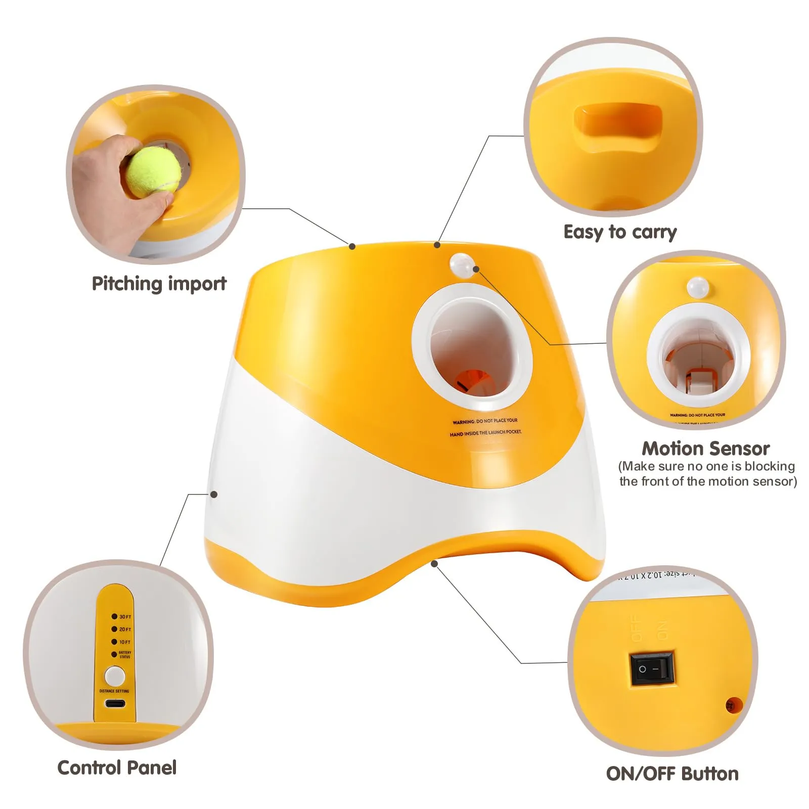 Galatée Lanciatrice Automatica a Sfera, Lanciagranate Per Palline Interattiva, Lanciagrana Automatica Per Cani, Lanciatore Di Palle Per Cani Con 6 Mini Palline Da Tennis(Blu) - immagine 5
