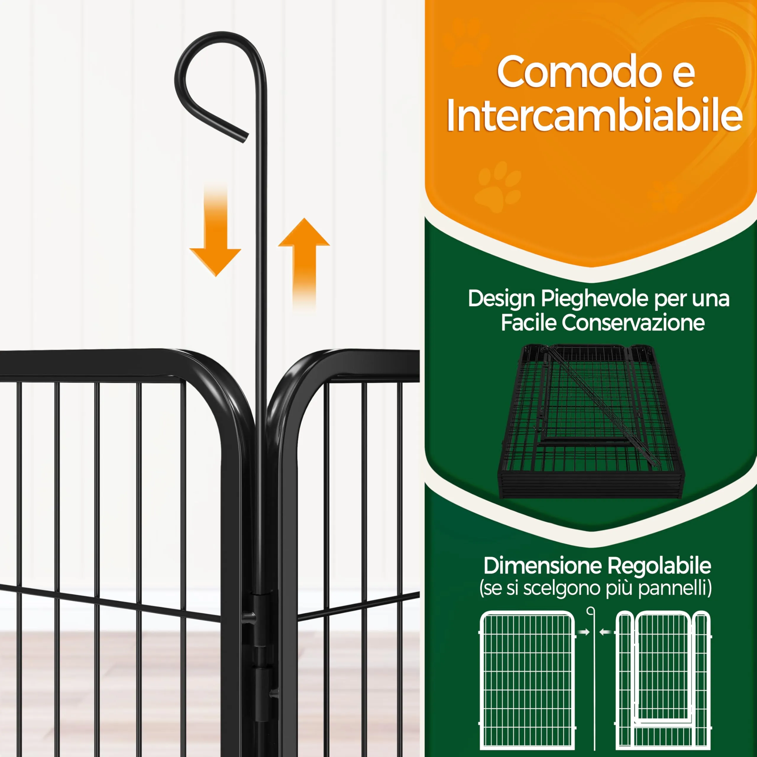 Yaheetech Recinto per Cani 8 Pannelli 68 x 100 cm in Metallo Nero - immagine 7