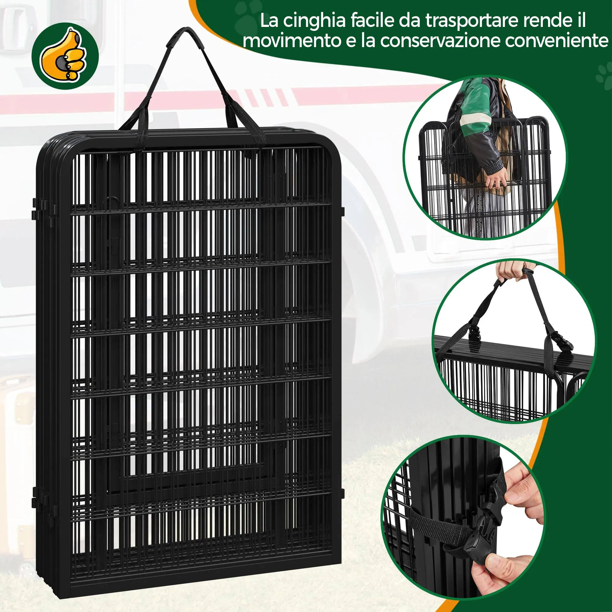 Yaheetech Recinto per Cani 8 Pannelli 65 x 80 cm in Metallo Nero - immagine 7