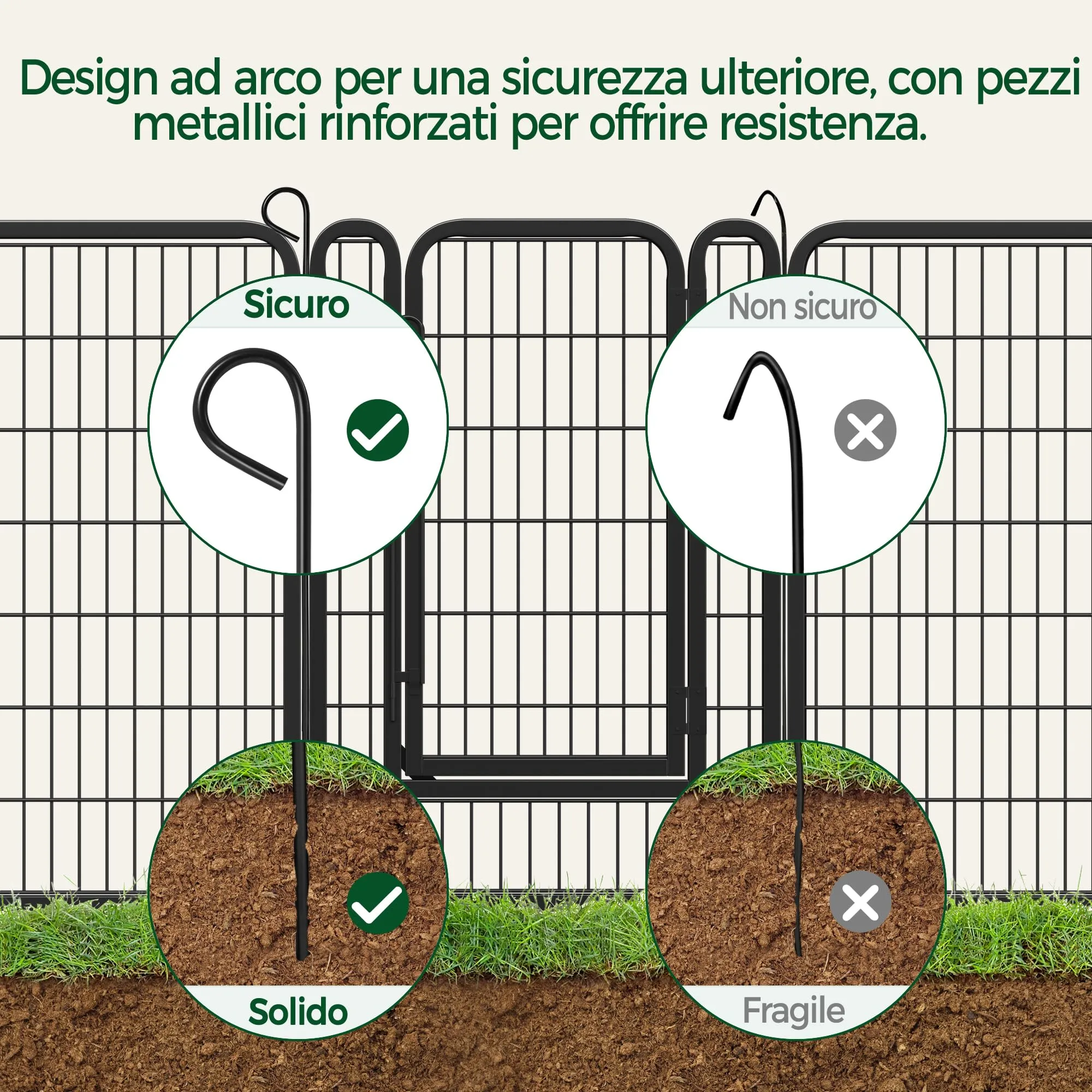 Yaheetech Recinto per Cani 8 Pannelli 65 x 80 cm in Metallo Nero - immagine 8
