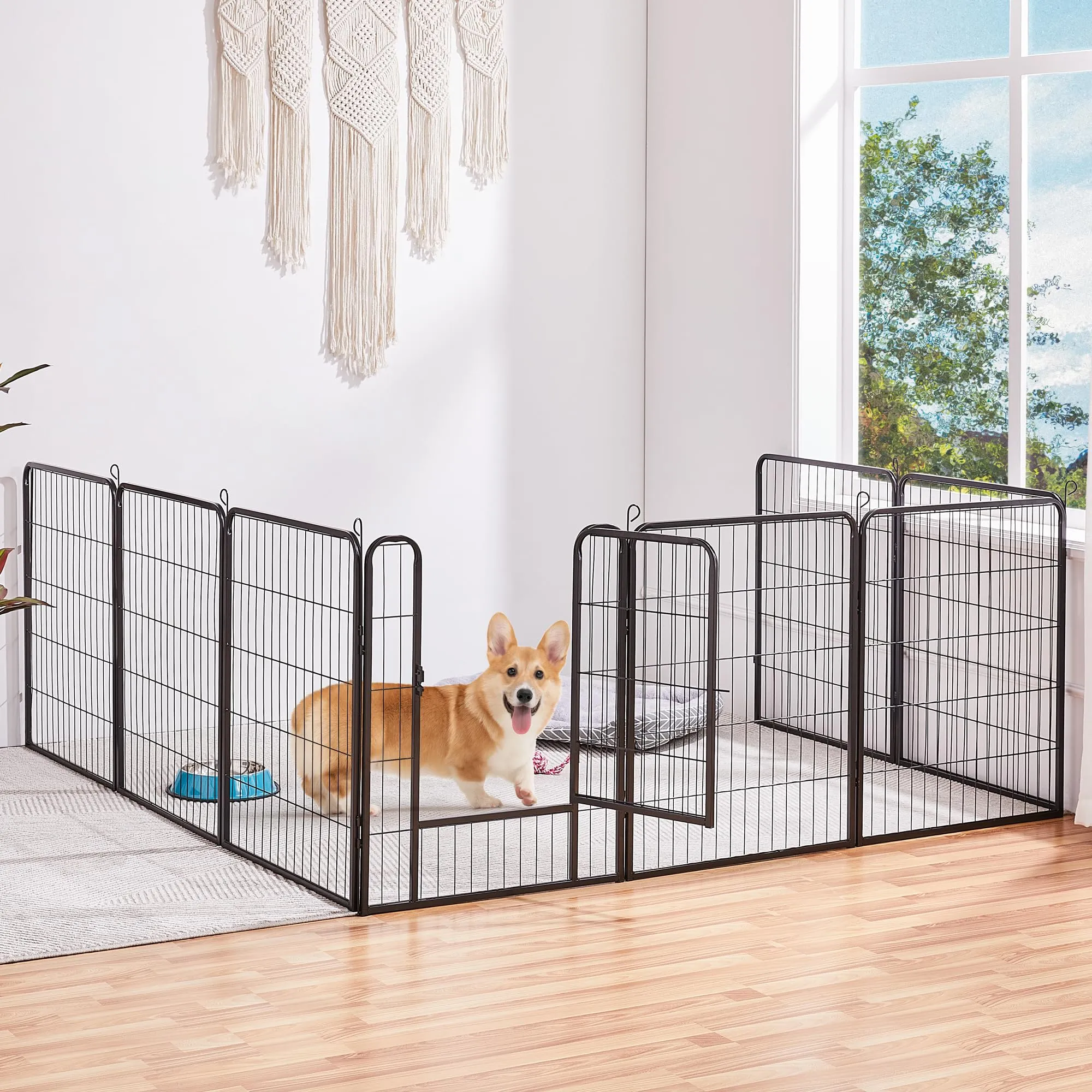 Yaheetech Recinto per Cani 16 Pannelli 65 x 80 cm in Metallo Nero - immagine 2
