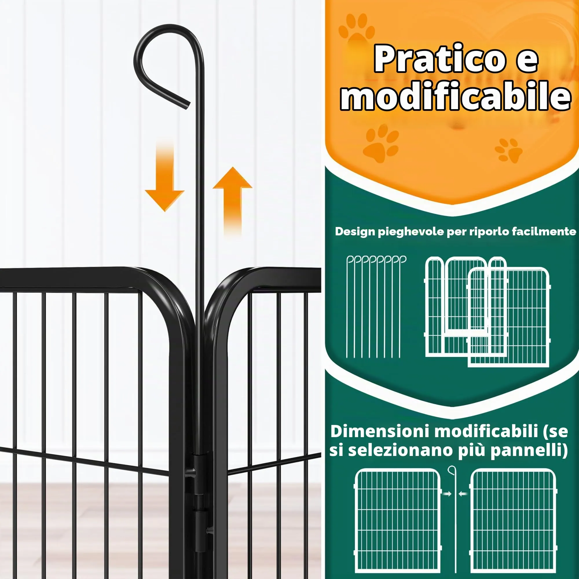 Yaheetech Recinto per Cani 16 Pannelli 65 x 80 cm in Metallo Nero - immagine 8