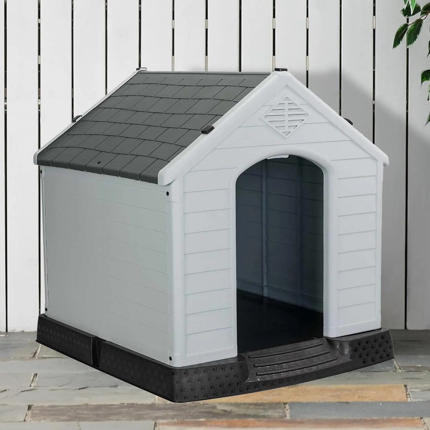 AQPET Cuccia Cani in Plastica L, Pavimento Rialzato, 105x96x98 cm, Grigio - immagine 2