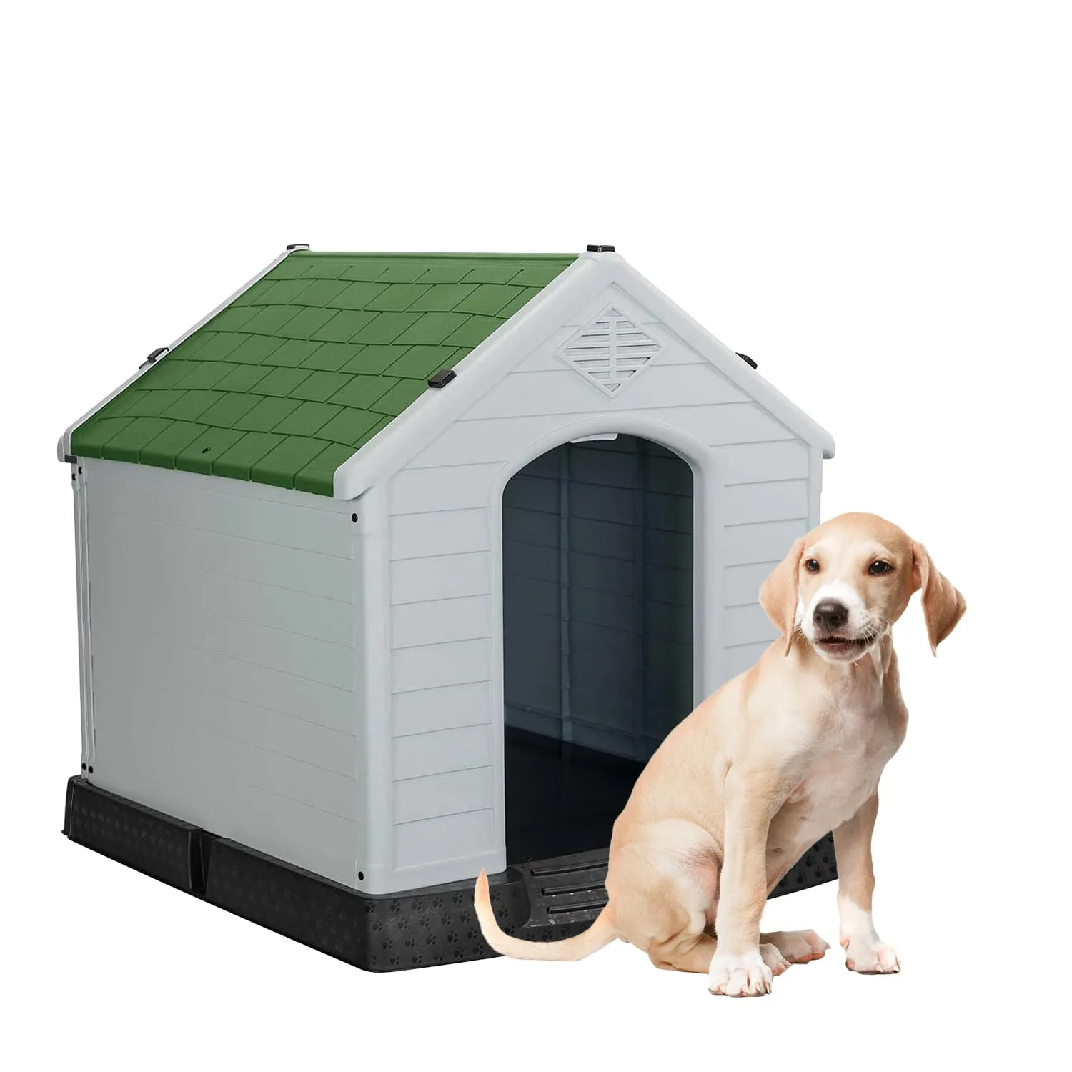 AQPET Cuccia Cani in Plastica M, Pavimento Rialzato, 87x78x81 cm, Verde - immagine 1