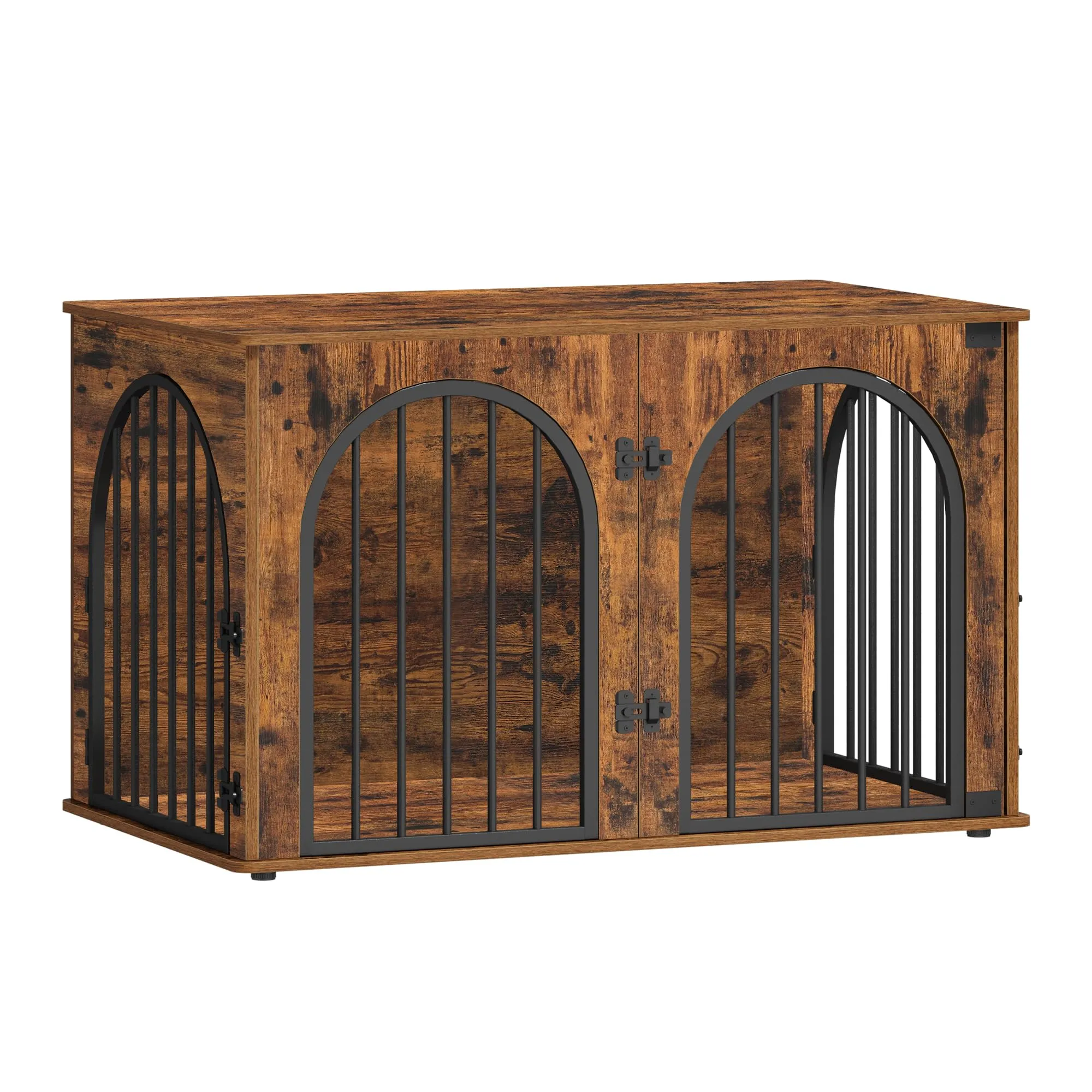 Hzuaneri 100cm Gabbia per Cani, Tavolo Supplemento, Cuccia Moderna per Cani Interno, Kennel cane Medio, Casetta per Animali, 3 porte, Porta ad arco, 60 x 100 x 63 cm, Marrone Rustico DFC84101B - immagine 9