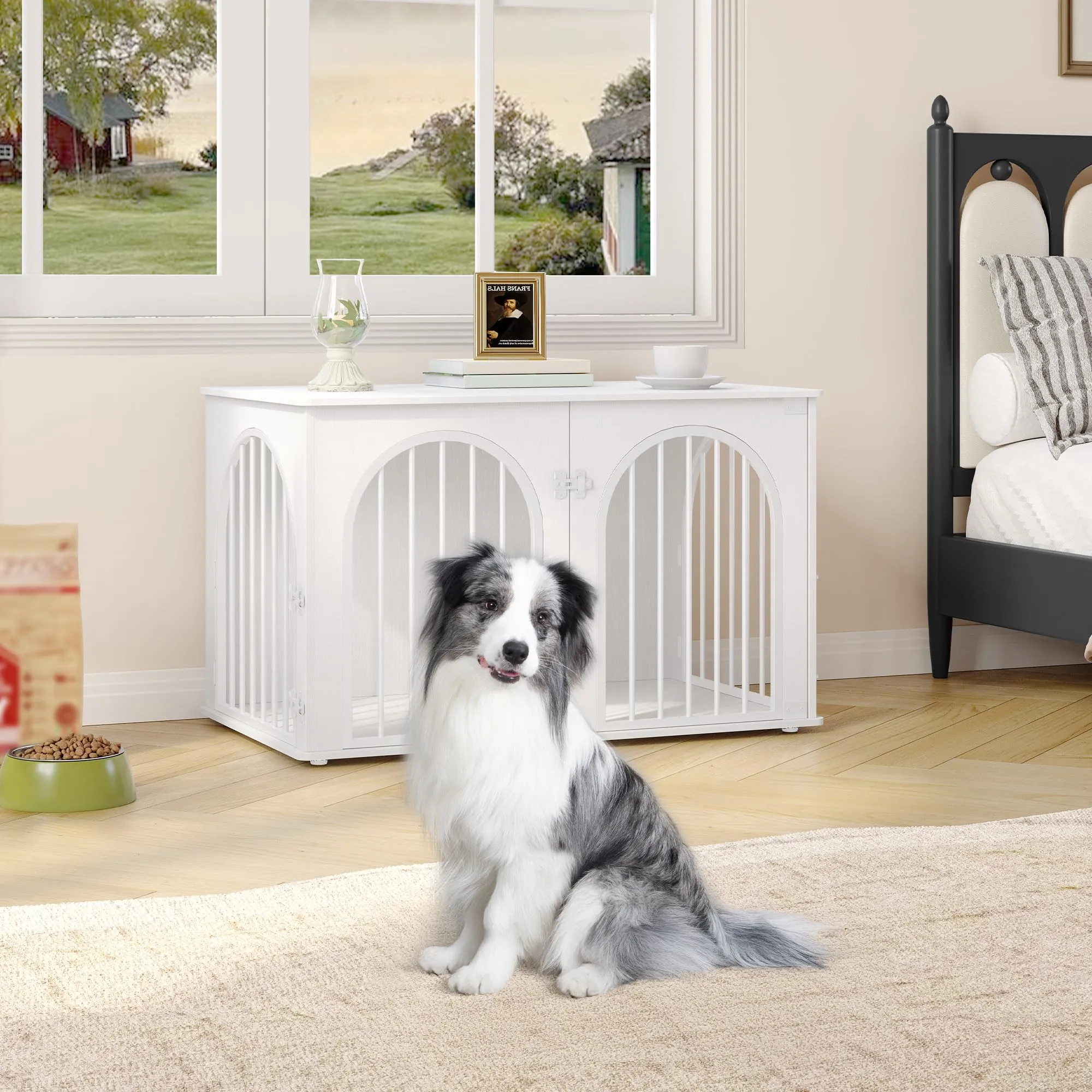 Hzuaneri 100cm Gabbia per Cani, Bianco Tavolo Supplemento - immagine 5