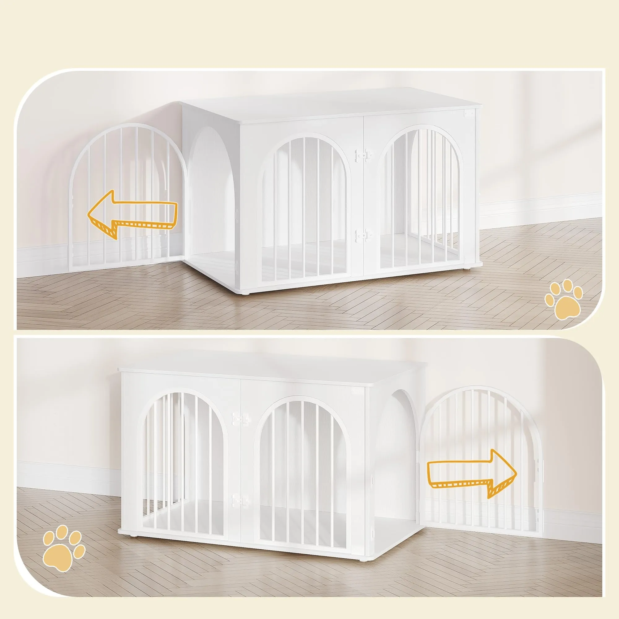 Hzuaneri 100cm Gabbia per Cani, Bianco Tavolo Supplemento - immagine 6