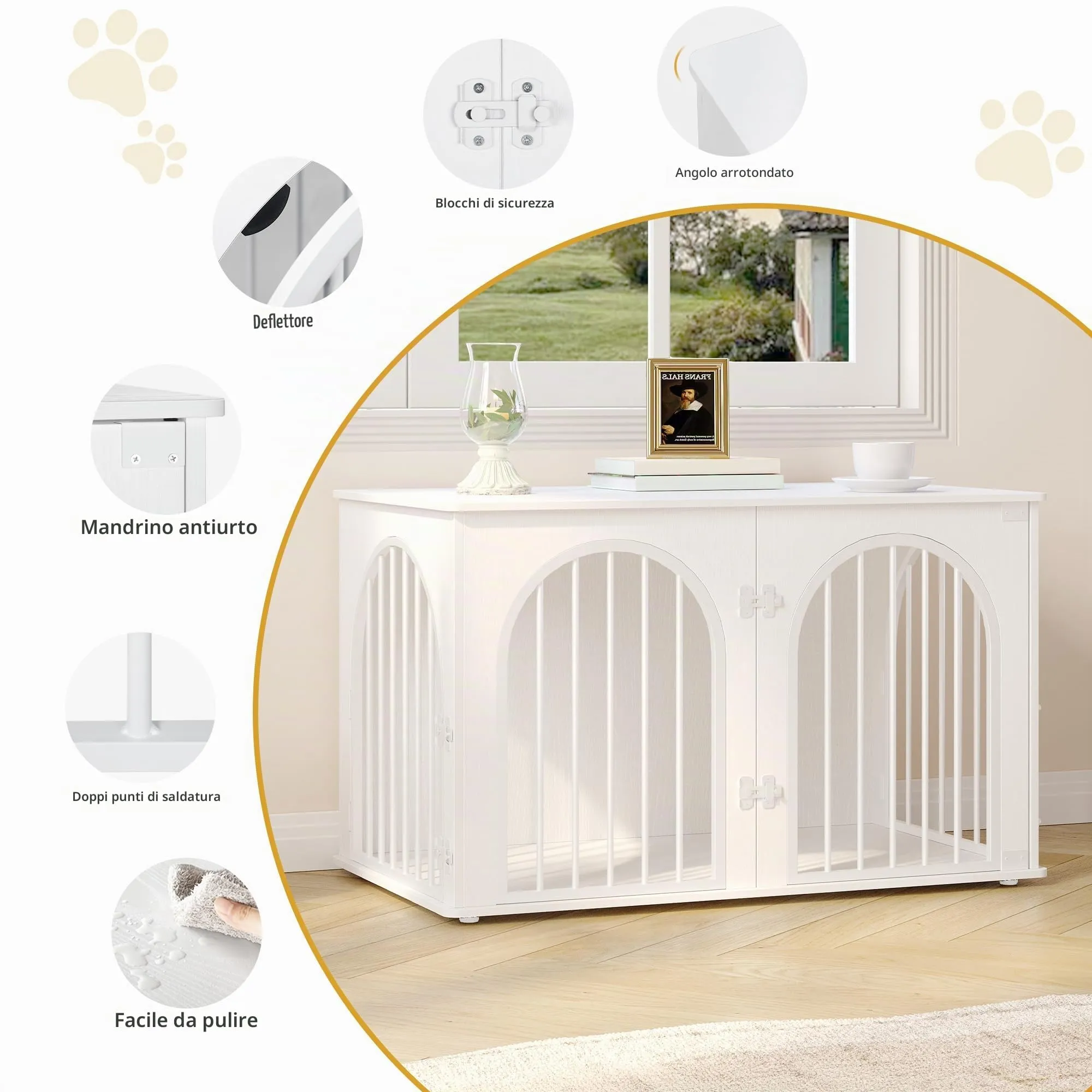 Hzuaneri 100cm Gabbia per Cani, Bianco Tavolo Supplemento - immagine 7