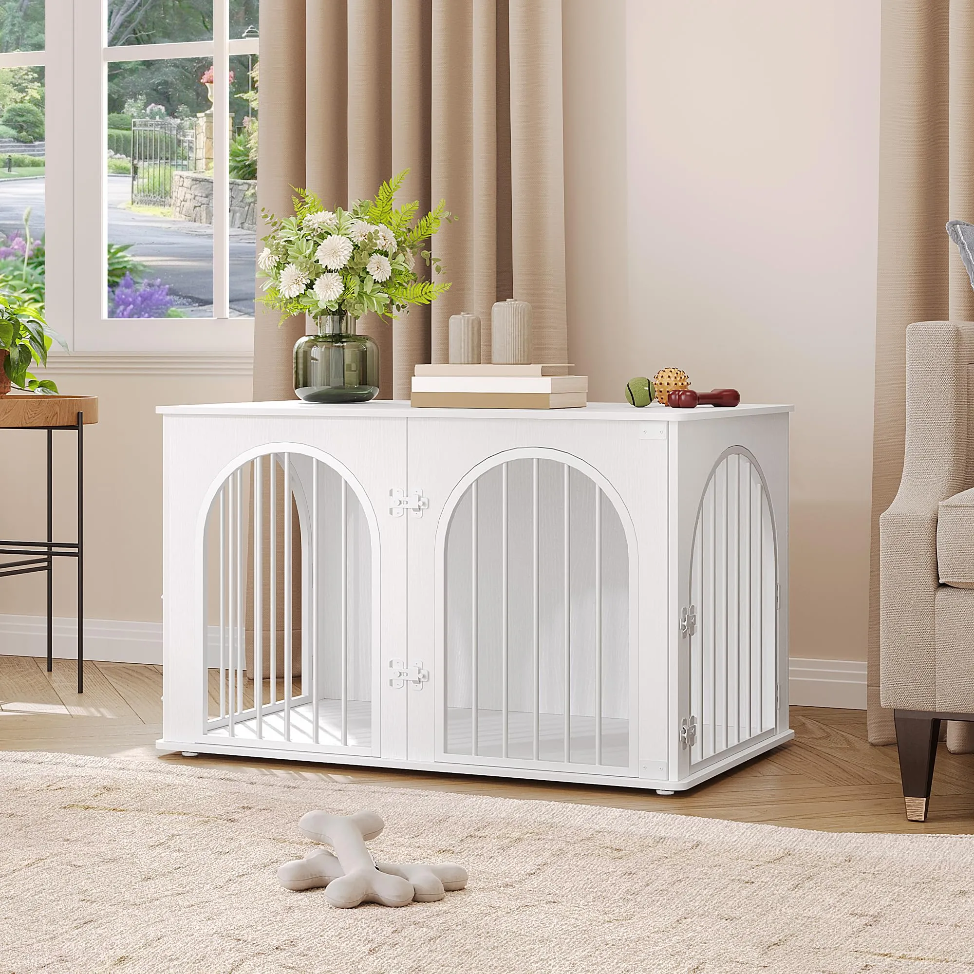 Hzuaneri 100cm Gabbia per Cani, Bianco Tavolo Supplemento - immagine 8