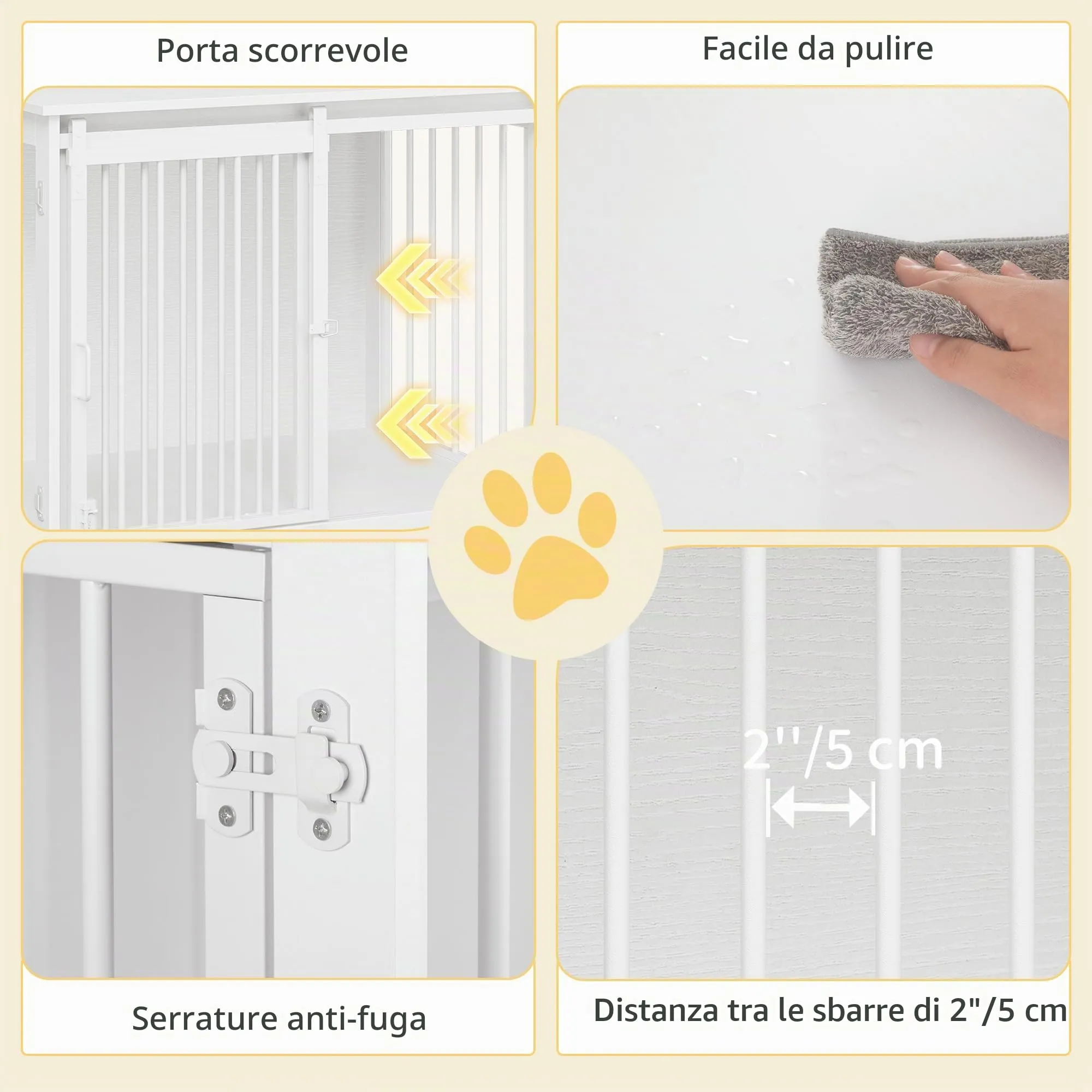 Hzuaneri 81cm Gabbia per Cani, Tavolo Supplemento, Nicchia Moderna per Cani, Gabbia per Cuccioli, Casetta per Animali, 2 porte, 55 x 81 x 67,5 cm, Bianco DFC83613W - immagine 5