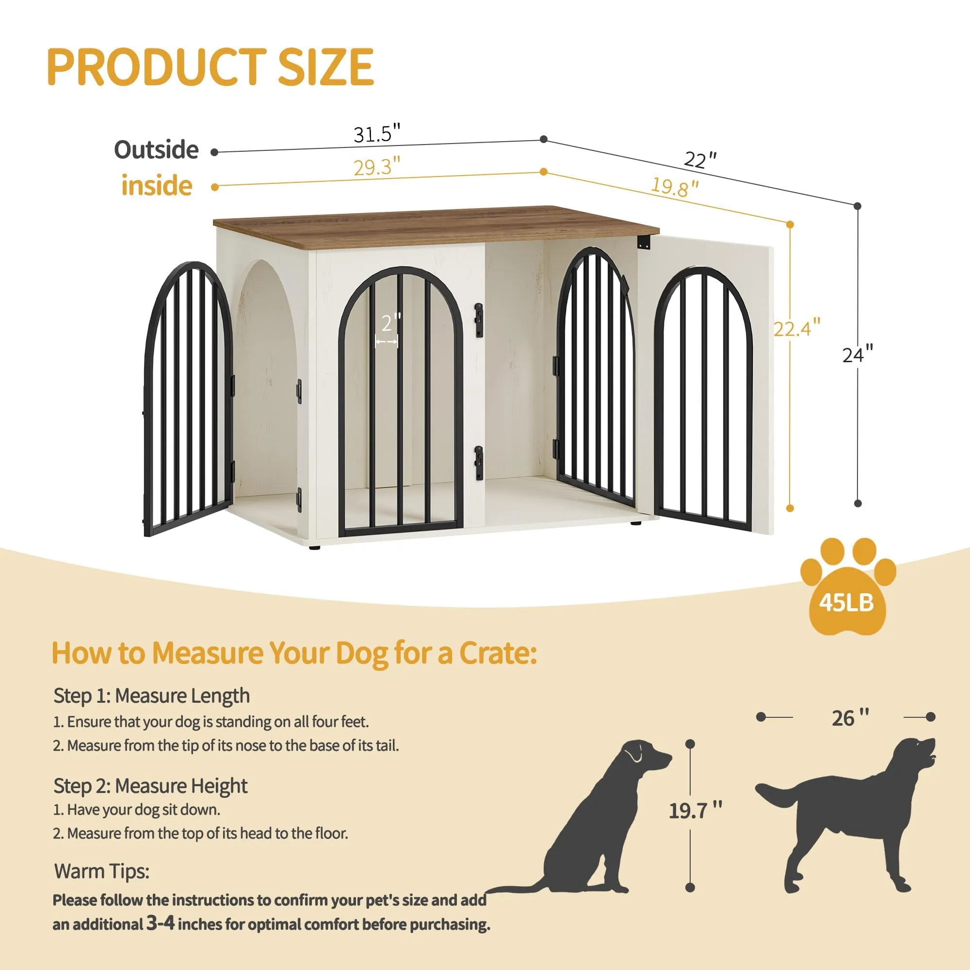 Hzuaneri 80 cm, cuccia per cani da interno per cani di taglia piccola/media - immagine 2