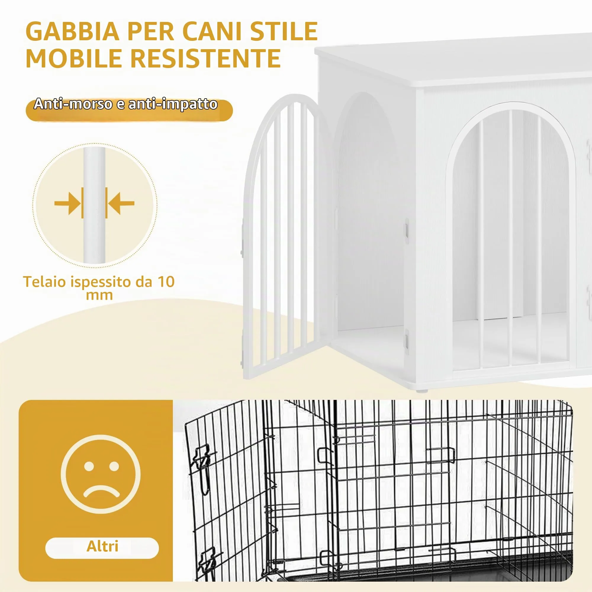 Hzuaneri 80 cm Gabbia per Cani, Bianco Tavolo Supplemento - immagine 4