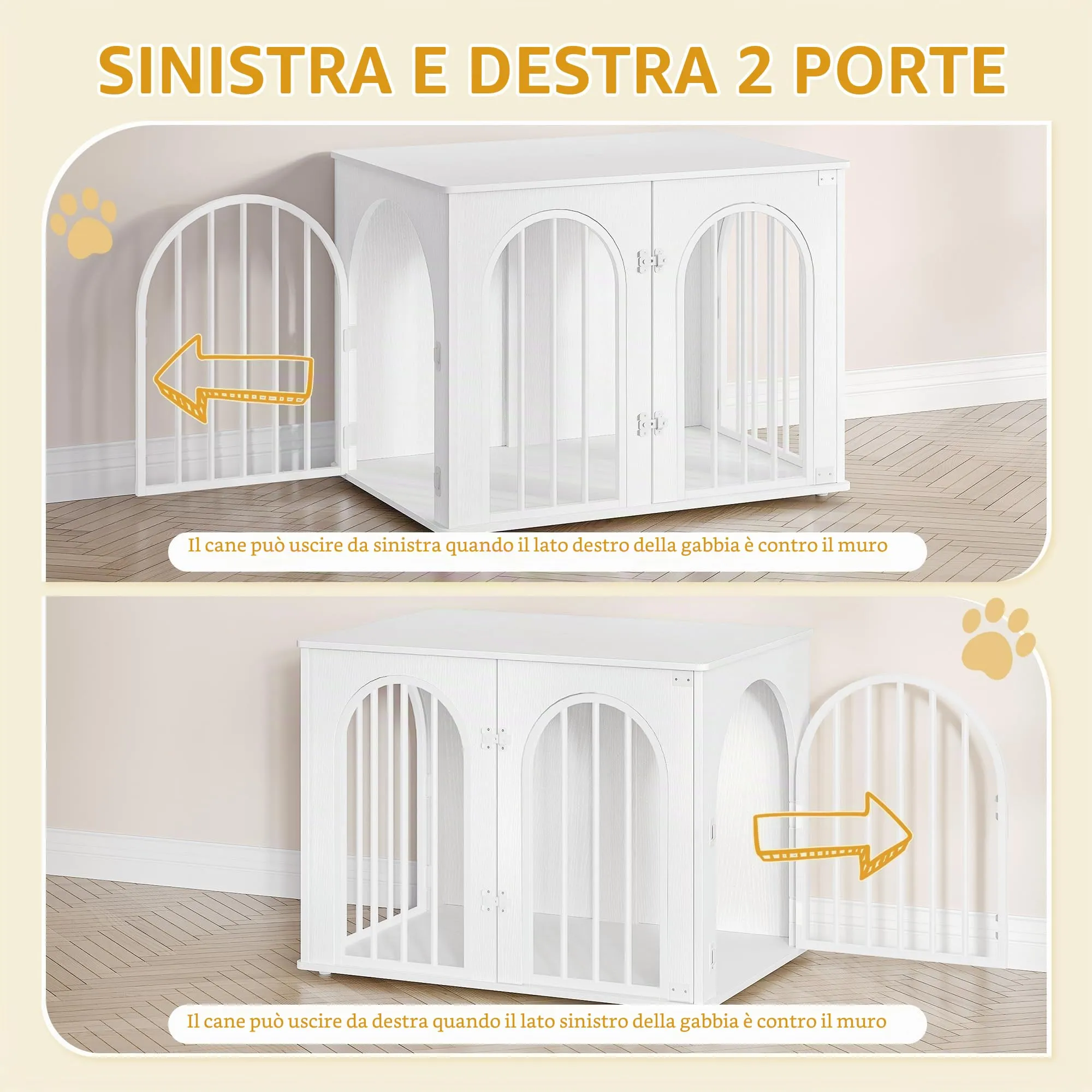 Hzuaneri 80 cm Gabbia per Cani, Bianco Tavolo Supplemento - immagine 5