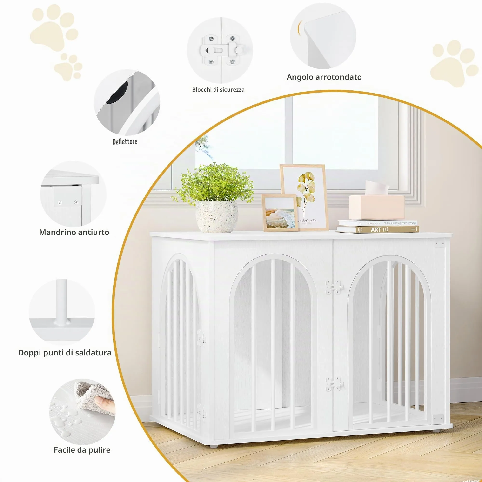Hzuaneri 80 cm Gabbia per Cani, Bianco Tavolo Supplemento - immagine 6