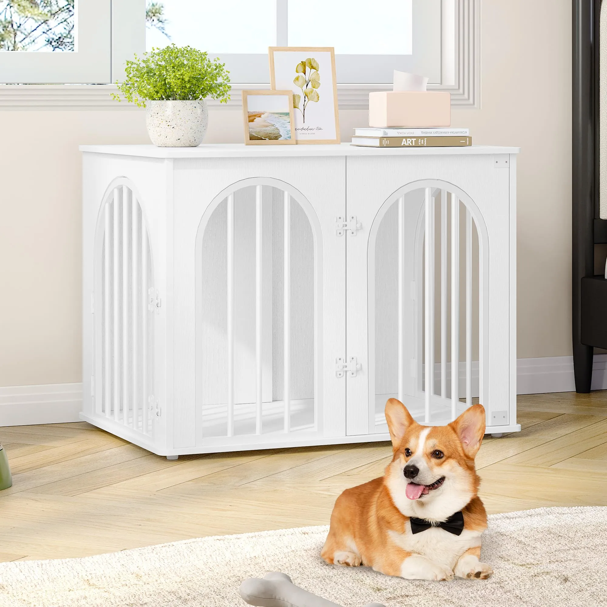 Hzuaneri 80 cm Gabbia per Cani, Bianco Tavolo Supplemento - immagine 8