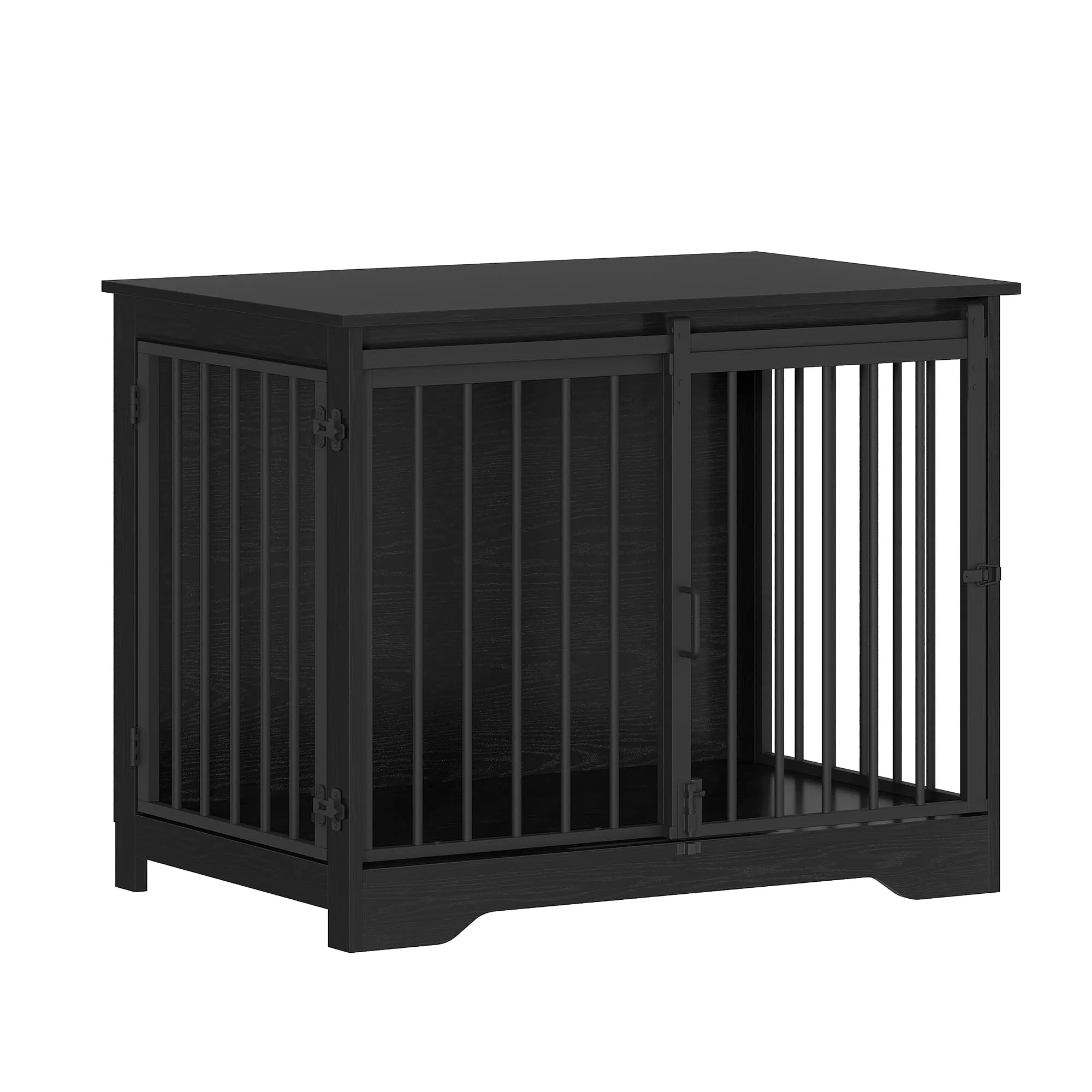 Hzuaneri 81cm Gabbia per Cani, Tavolo Supplemento, Nicchia Moderna per Cani, Gabbia per Cuccioli, Casetta per Animali, 2 porte, 55 x 81 x 67,5 cm, Nero DFC83604B - immagine 9
