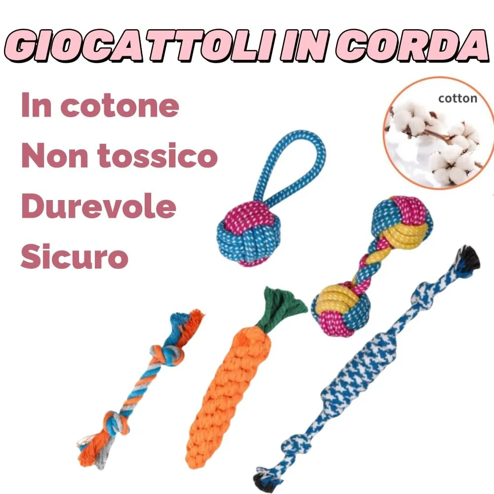 Voarge 9 Pezzi Giochi per Cani, Palline da gioco interattive Corde per masticare e dentizione Selezione di vari giocattoli per animali - immagine 4