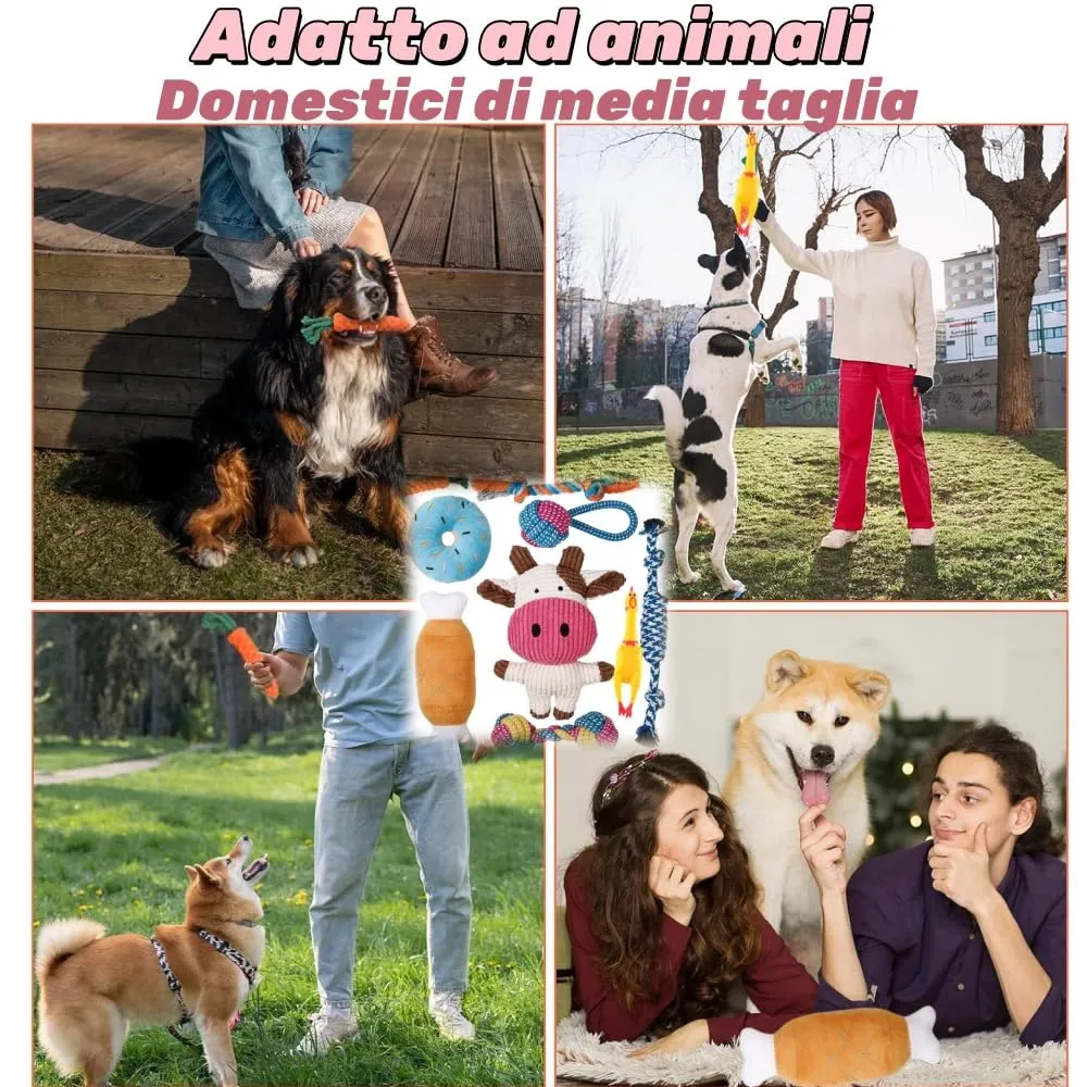 Voarge 9 Pezzi Giochi per Cani, Palline da gioco interattive Corde per masticare e dentizione Selezione di vari giocattoli per animali - immagine 6